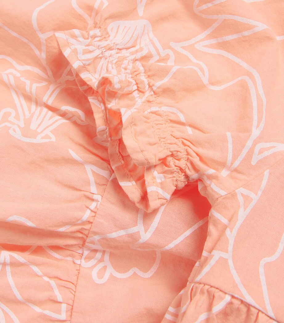 Il Gufo Cotton Floral Dress (6-18 Months) Apricot Image 3