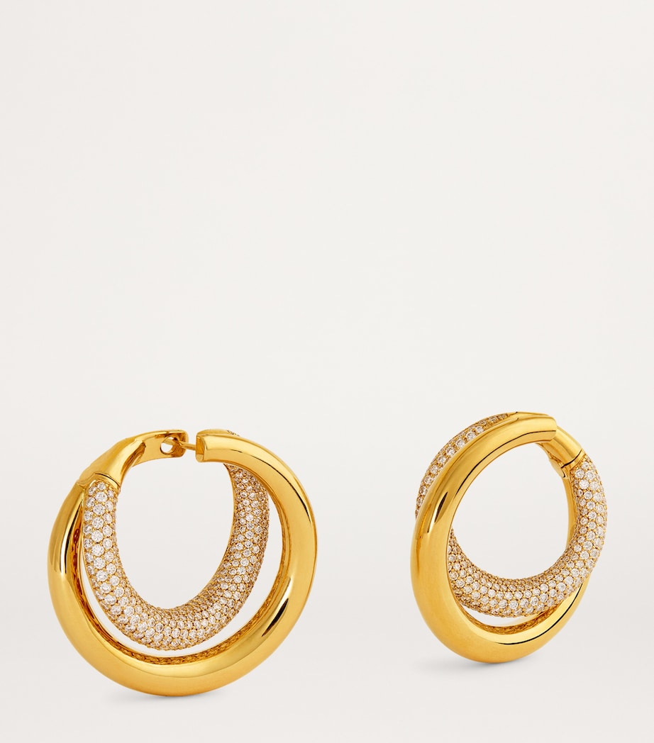 Engelbert Big Yellow Gold and Diamond Infinity Loop Earrings Yellow Gold Image 3