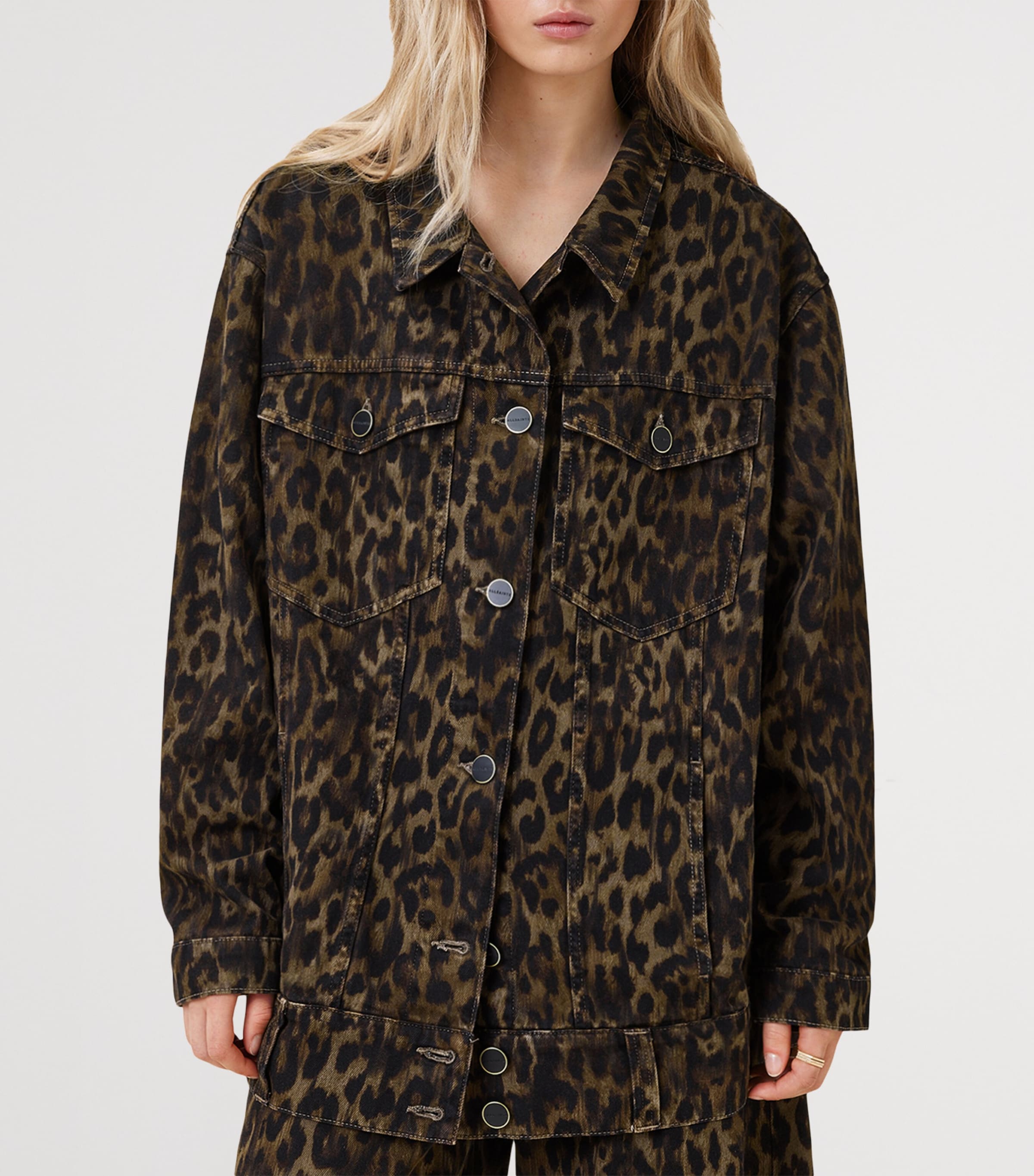 Leopard Print Willow Denim Jacket LEPPO BROWN Image 7