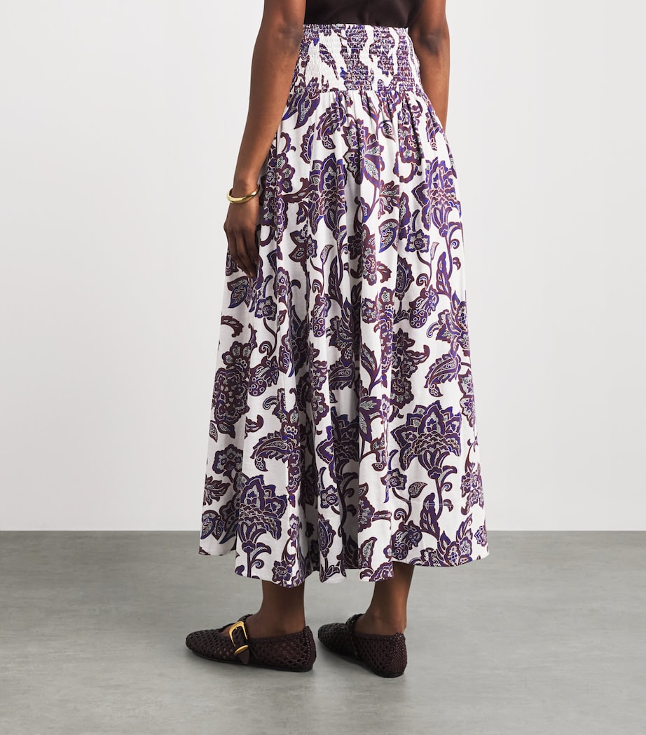 ME+EM Womens Organic Cotton Floral Print Maxi Skirt Light Cream Multi Image 5