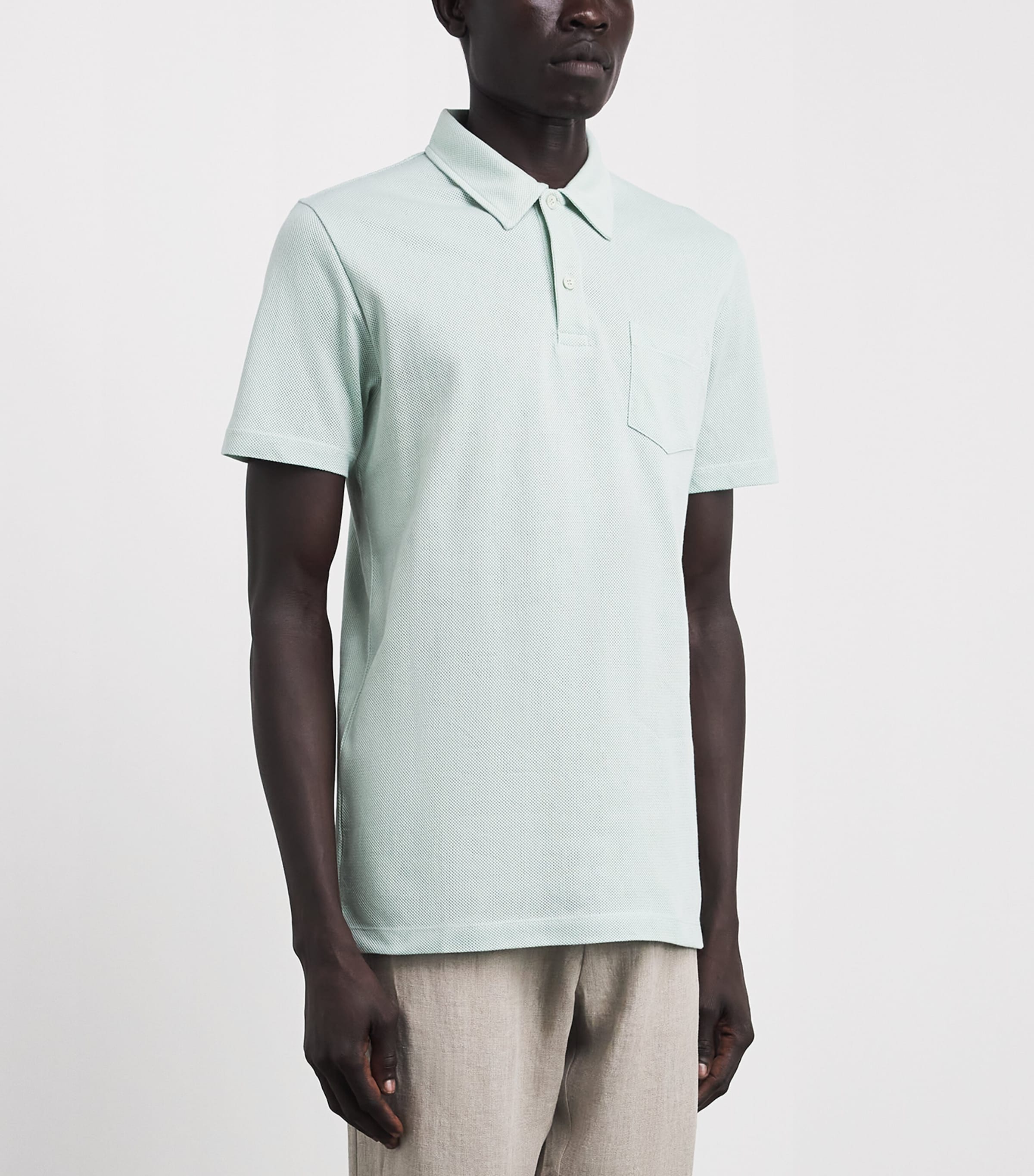 Sunspel Mens Supima Cotton Riviera Polo Shirt Gnjb Laurel Image 4