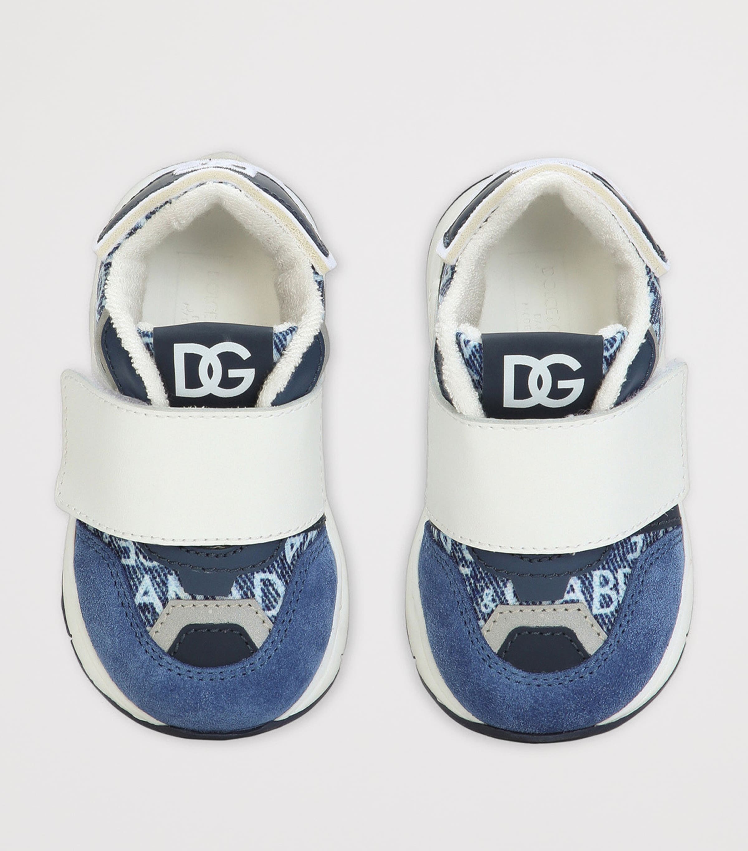 Dolce&Gabbana Kids Patchwork Denim Velcro Sneakers Hbxcc Dg Azzurro F.d Image 4