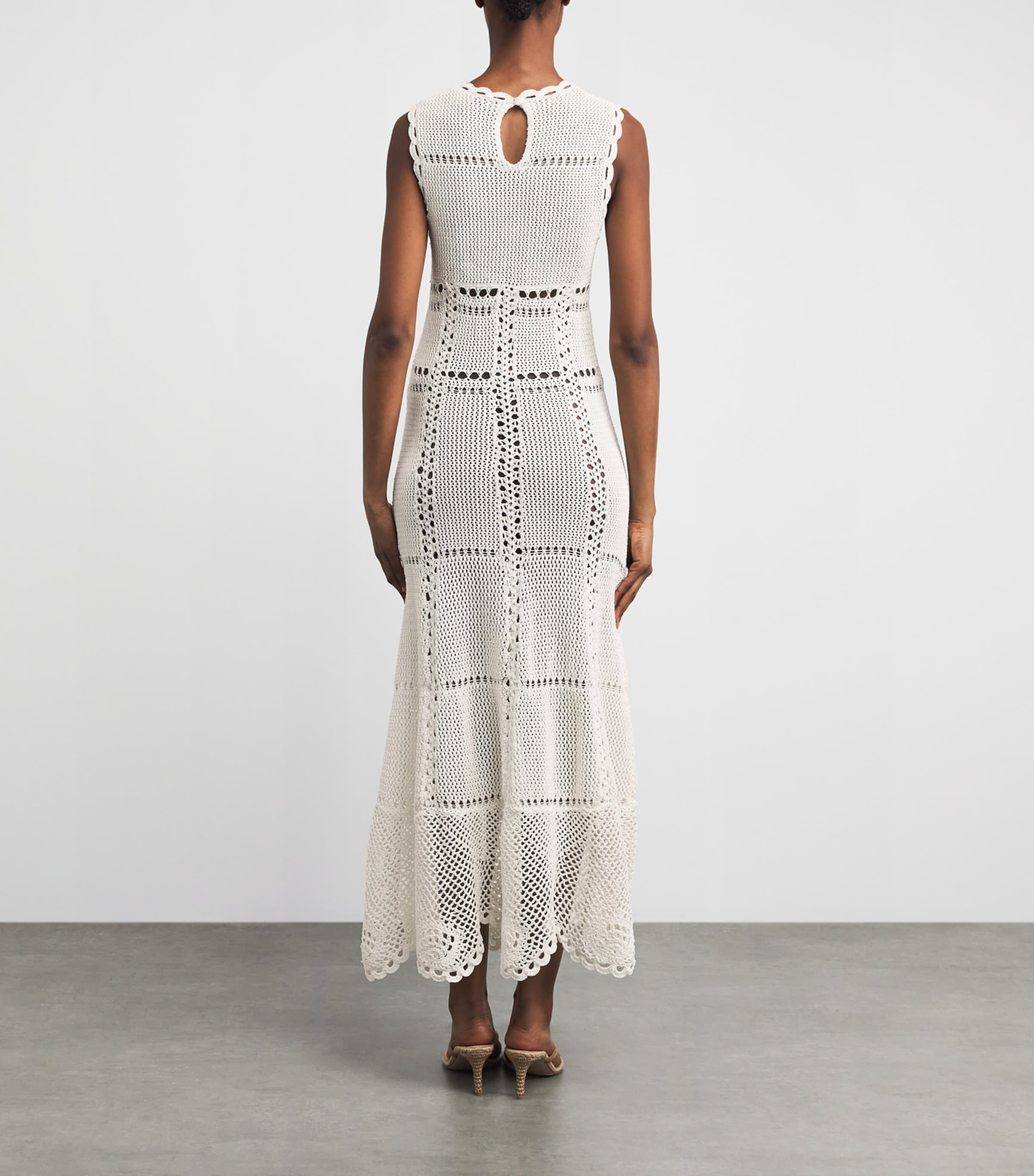 Erdem Womens Cotton Crochet Maxi Dress Ivory Image 4