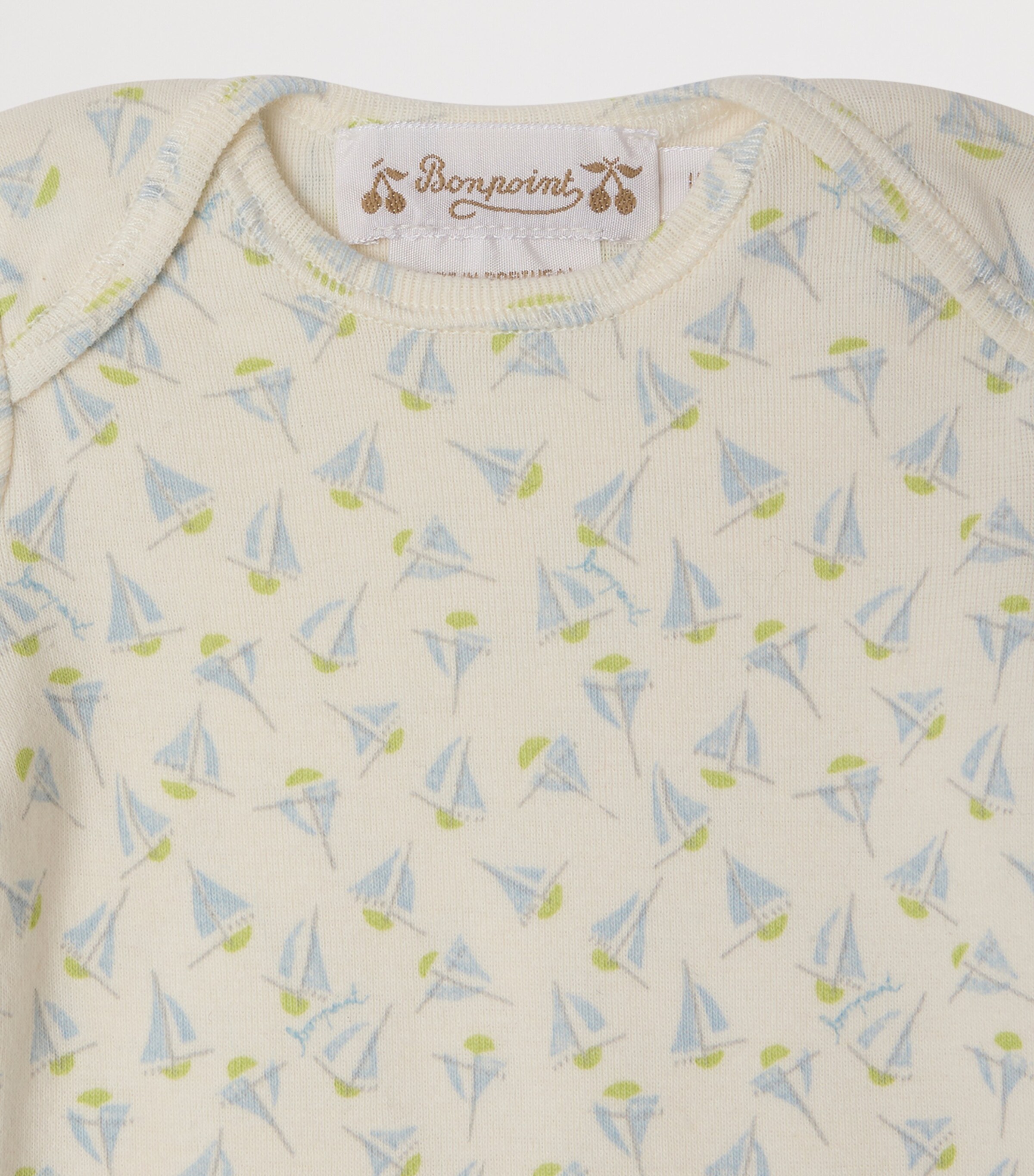 Bonpoint Cotton Boat Top and Leggings Set (1-18 Months) Imp Bleu Gris Image 3