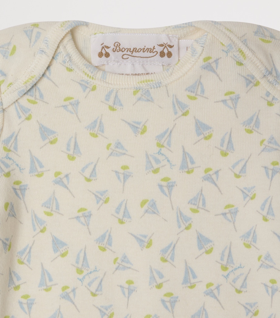 Bonpoint Cotton Boat Top and Leggings Set (1-18 Months) Imp Bleu Gris Image 3