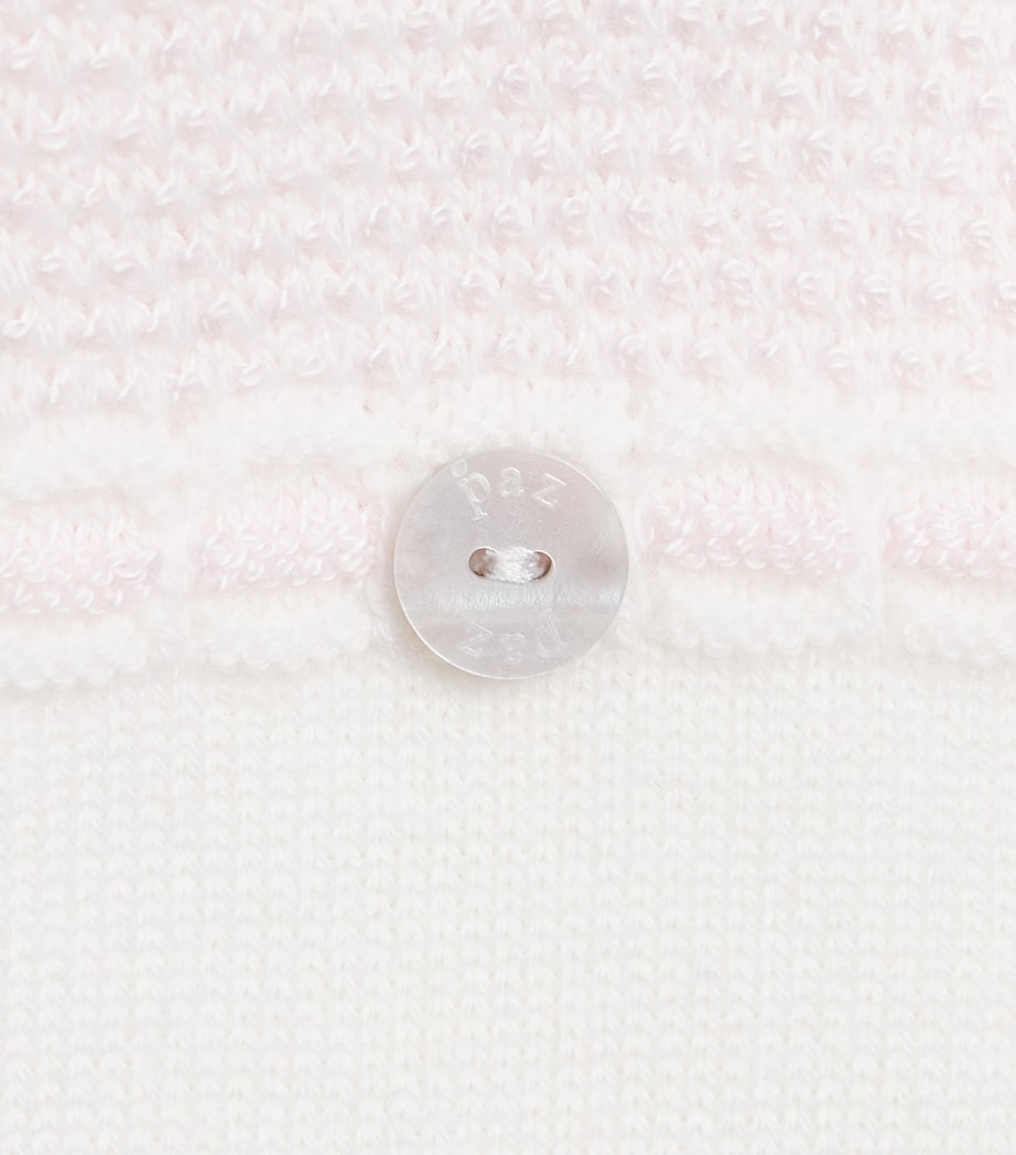 Paz Rodriguez Cotton Knitted All-In-One (0-12 Months) Cream/powder Pink Image 3
