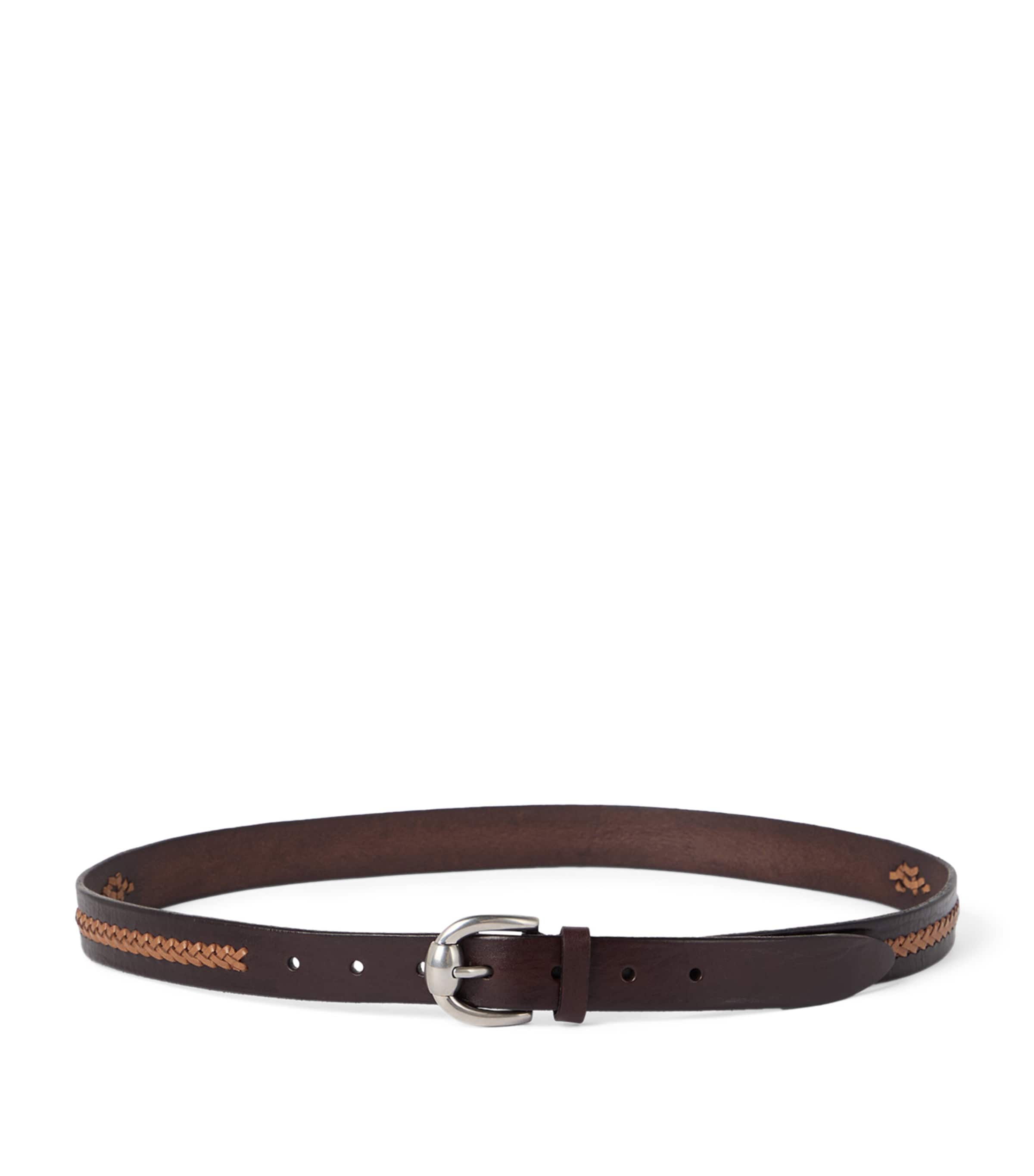 Brunello Cucinelli Leather Two-tone Braided Belt In Brown