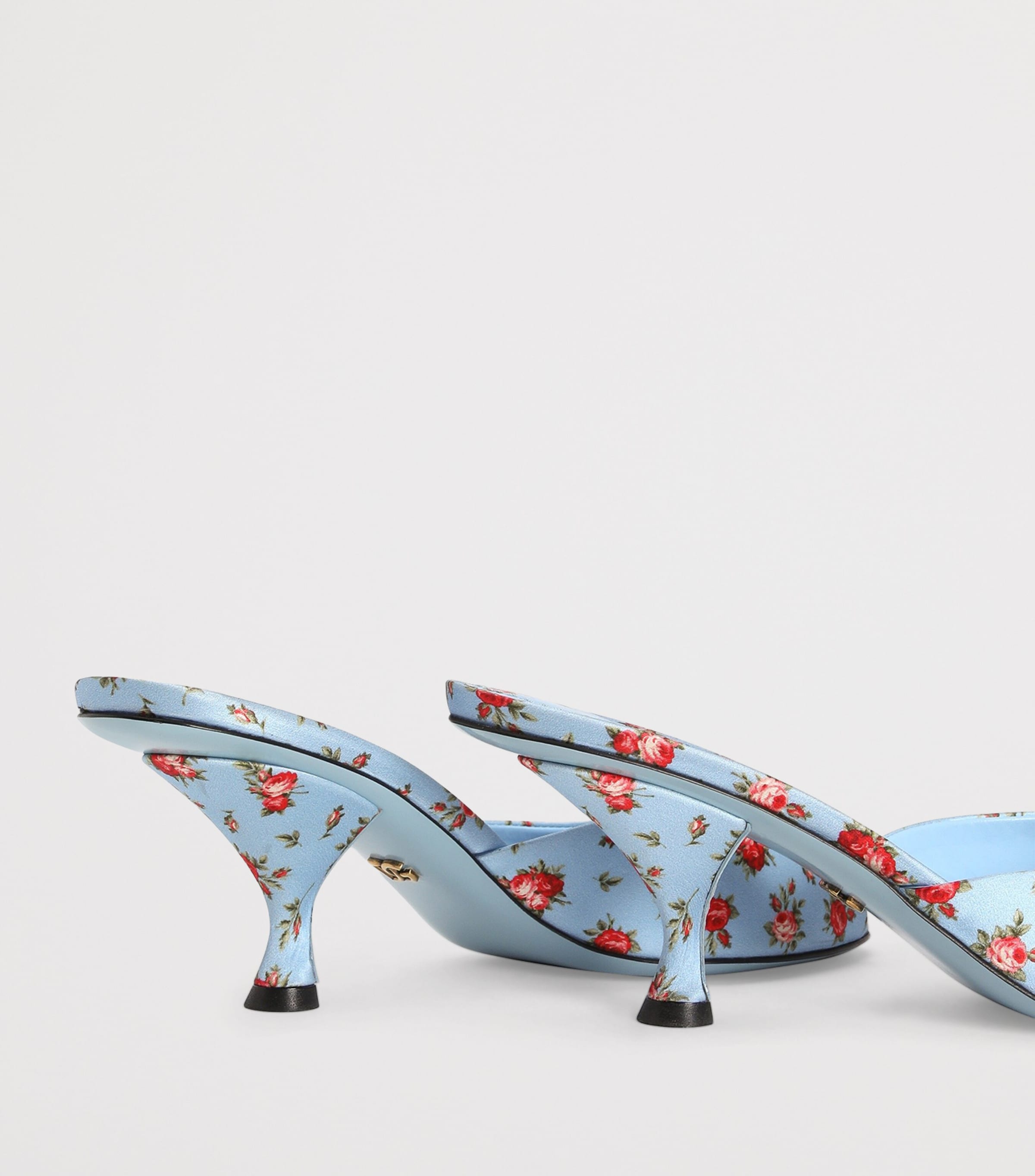 Leather Floral Heeled Mules 60 HC5XJ-ROSE Image 4