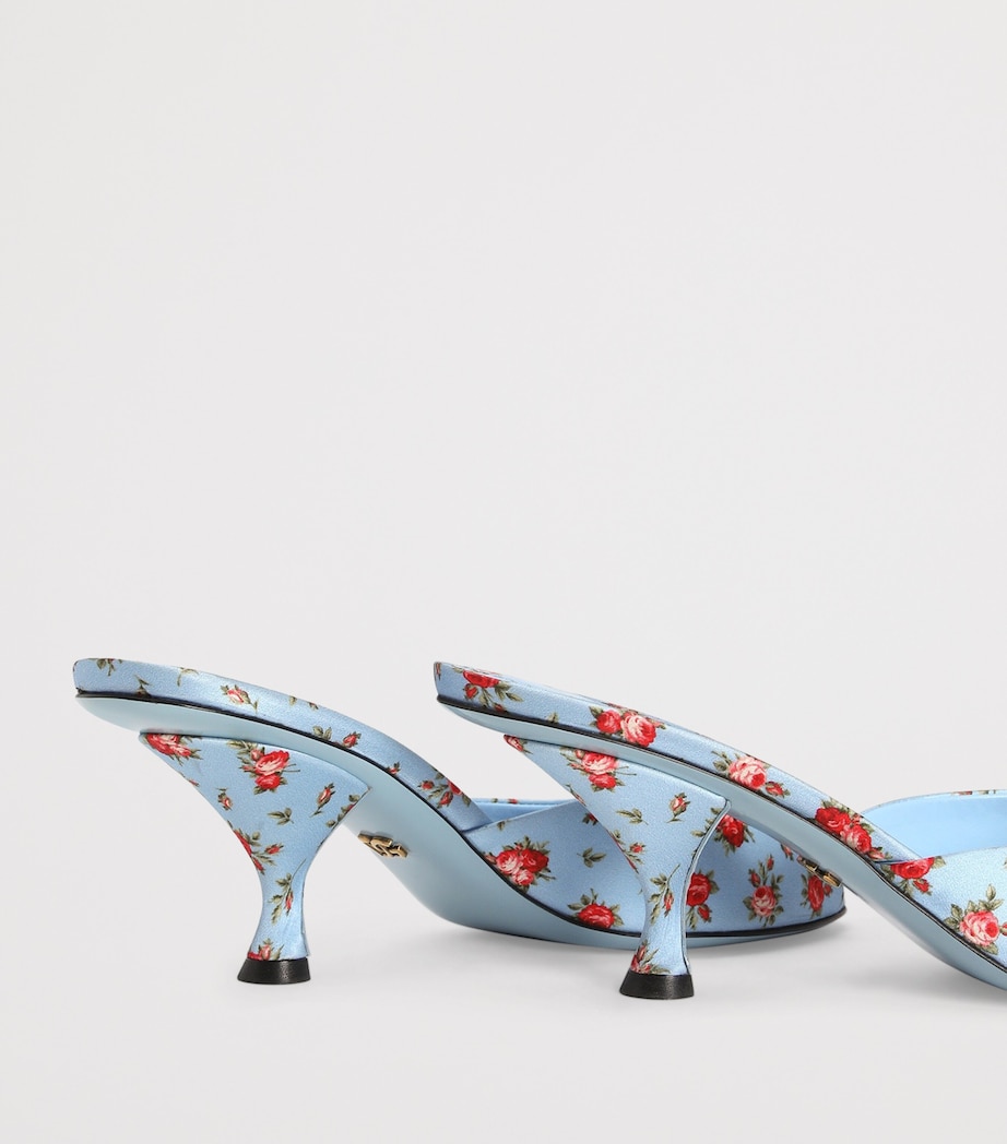 Leather Floral Heeled Mules 60 HC5XJ-ROSE Image 4