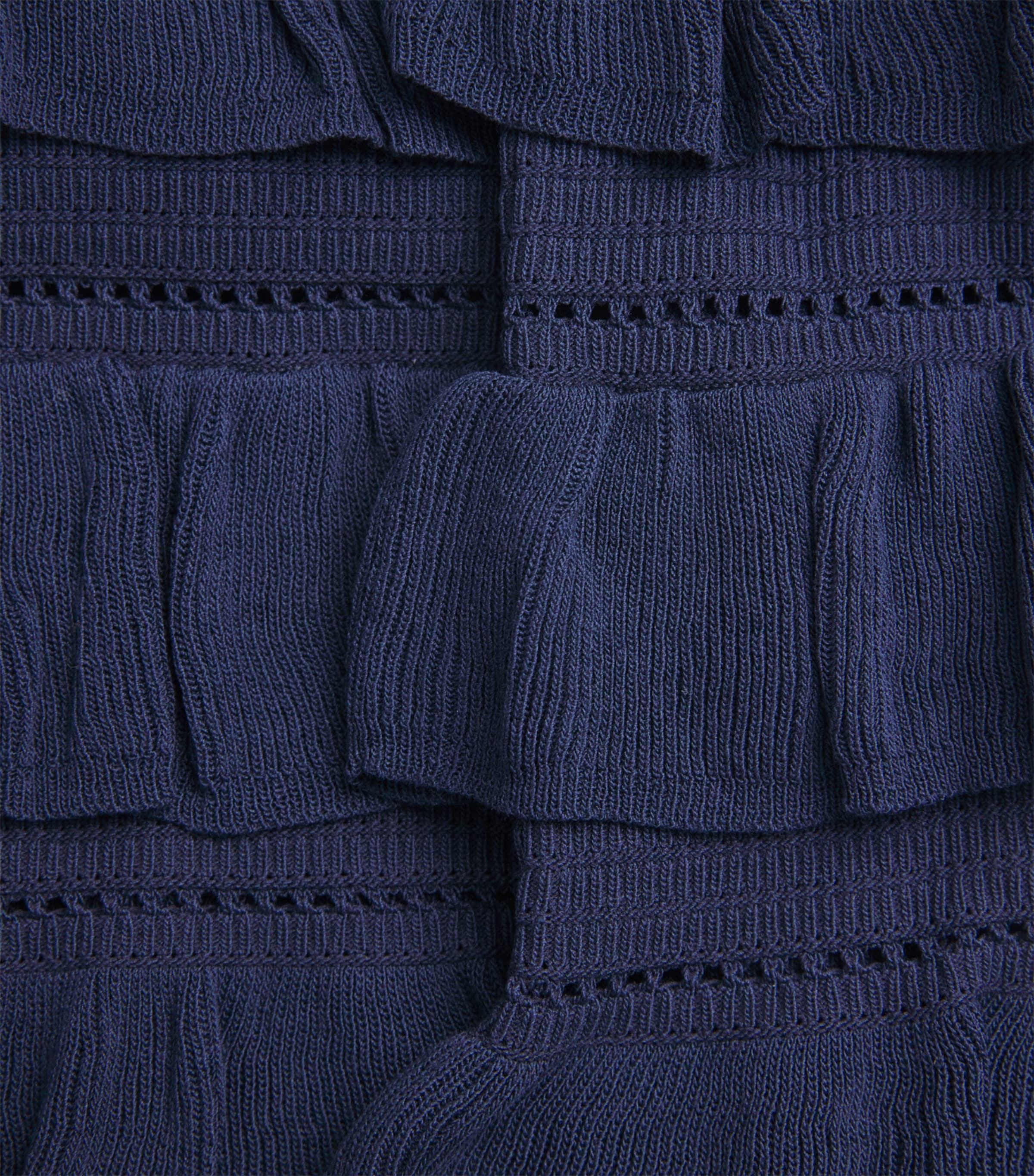 Knitted Ruffle-Detail Midi Dress NAVY Image 5