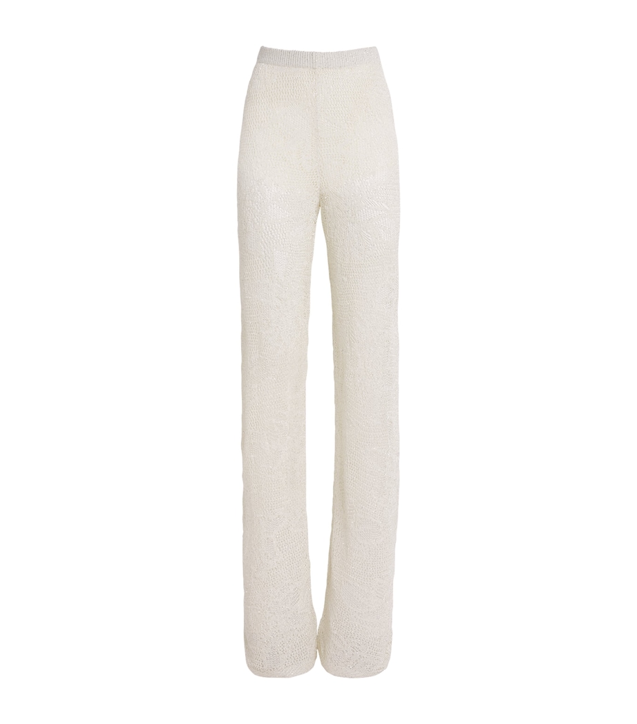 Fabiana Filippi Womens Sequin-Embellished Crochet Trousers Mastice Image 1