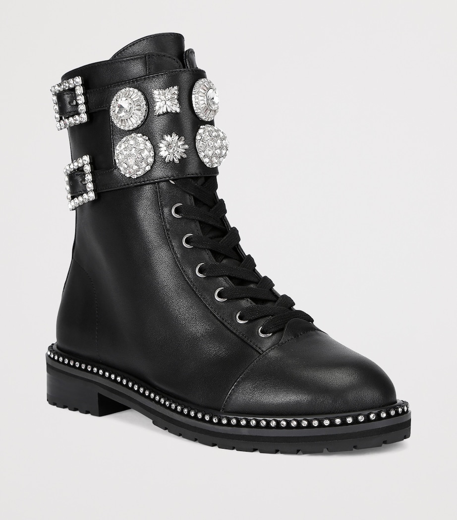 Leather Stoop Lace-Up Boots BLACK Image 4
