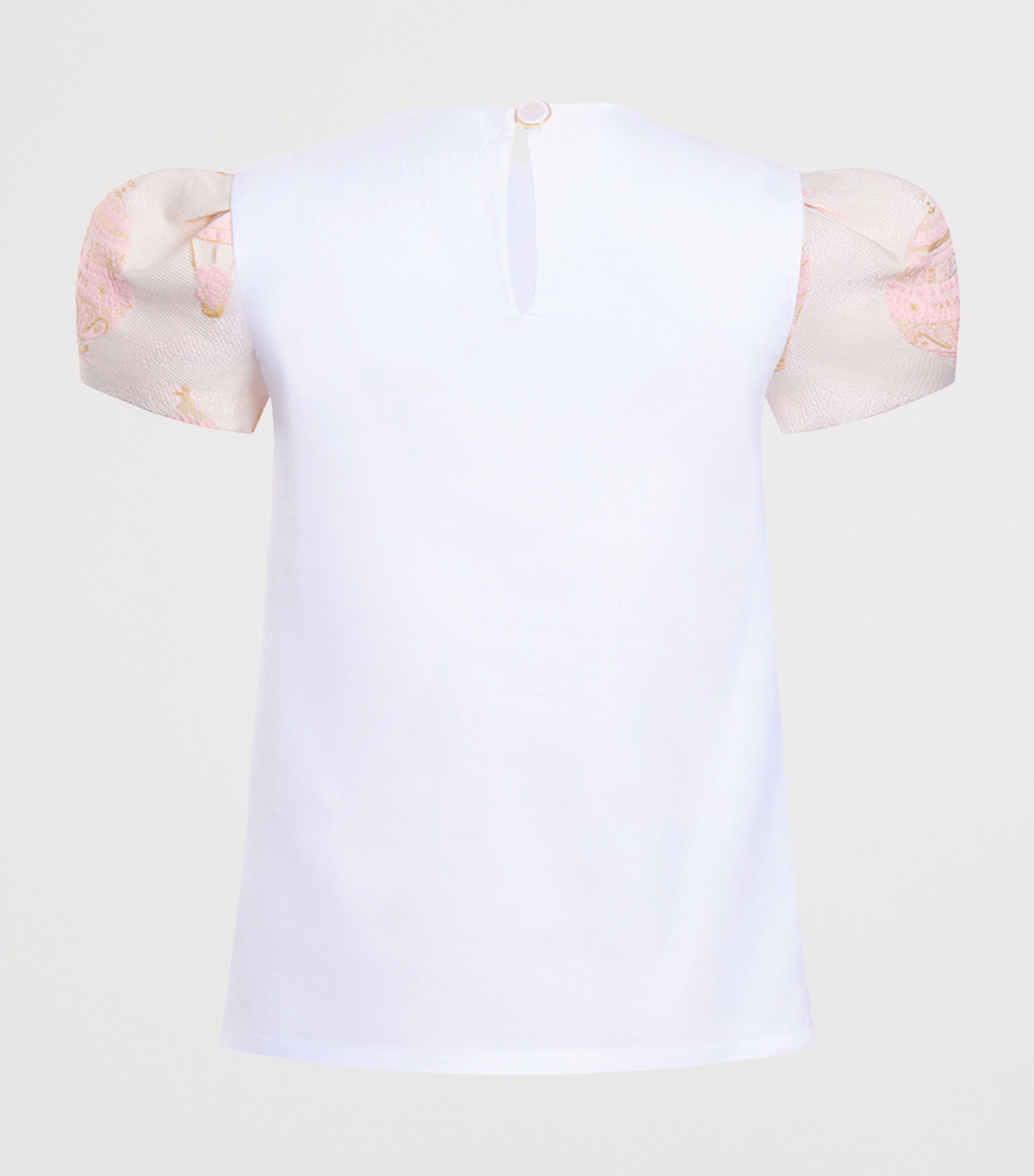 Cotton Jacquard-Sleeve T-Shirt (2-10 Years) HAB JACQUARD PINK Image 2