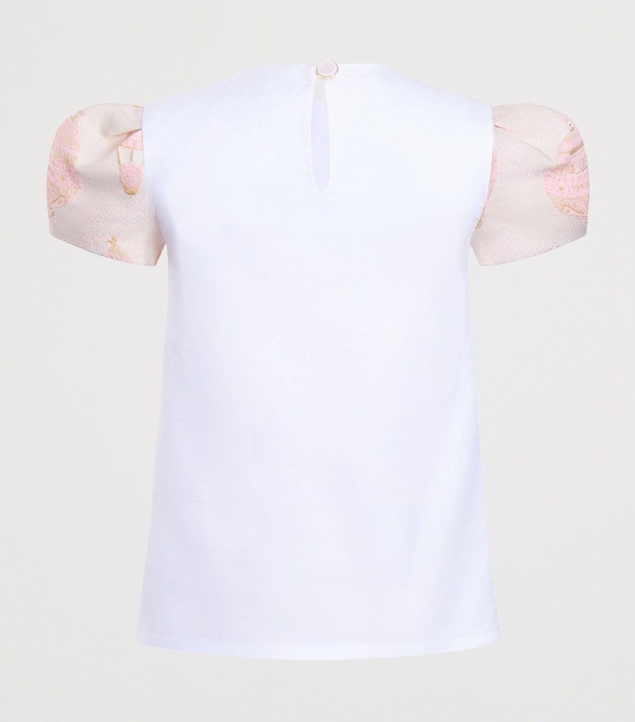 Cotton Jacquard-Sleeve T-Shirt (2-10 Years) HAB JACQUARD PINK Image 2