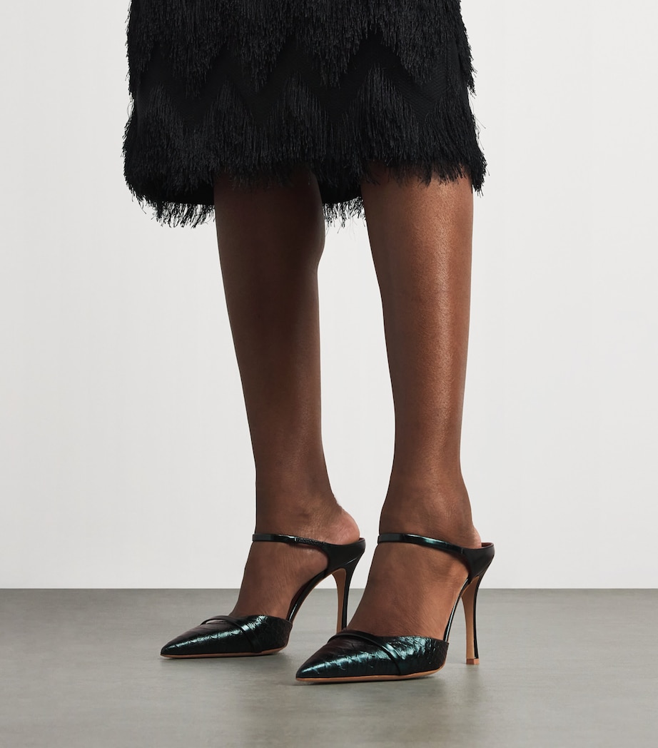 Leather Crocodile-Effect Uma Pumps 90 DARK GREEN Image 2