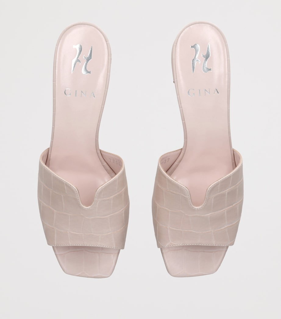 Leather Croc-Embossed Arles Mules 50 BONE Image 4