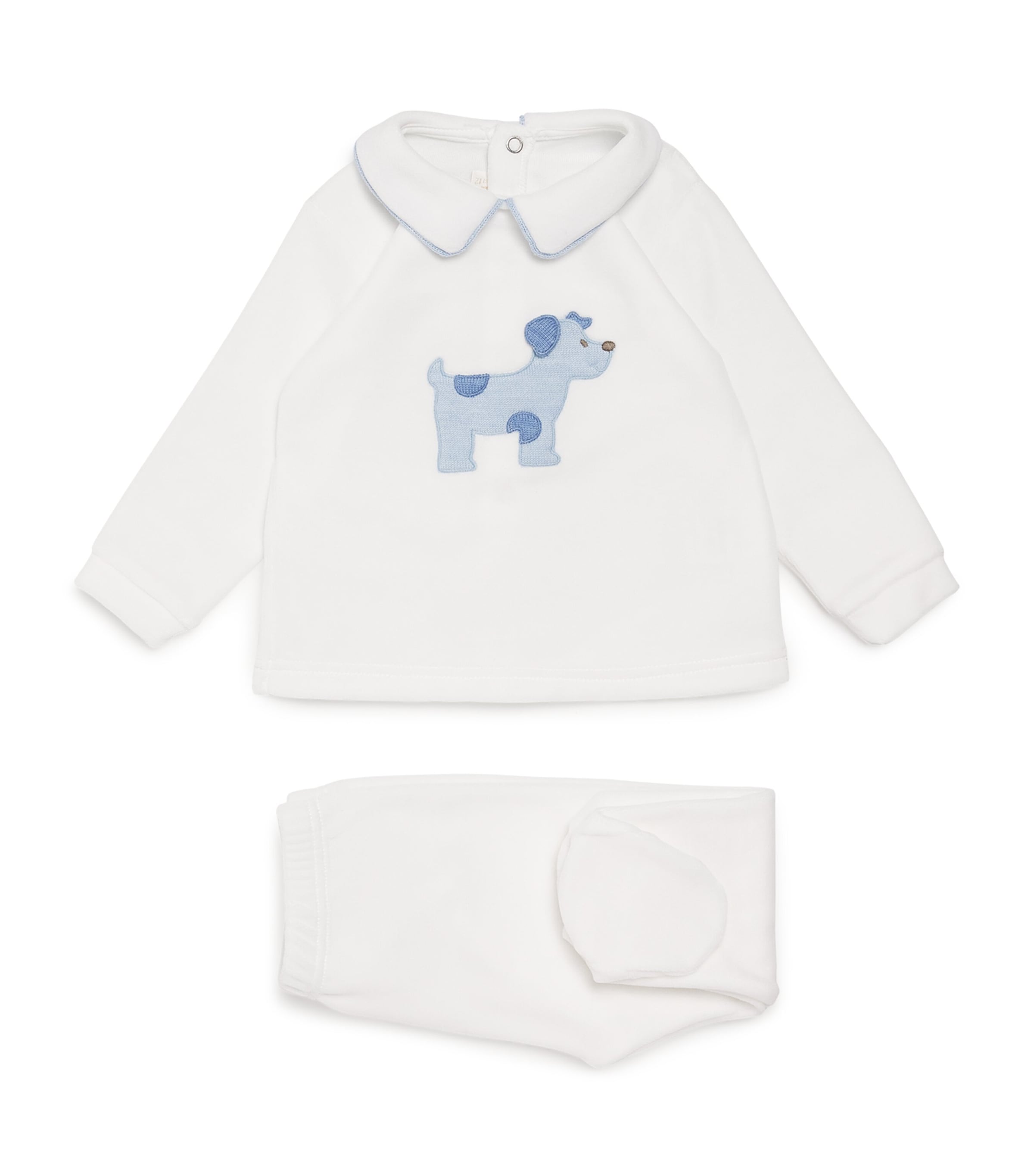 Bimbalò Cotton-blend Dog Top And Trousers Set In Brown