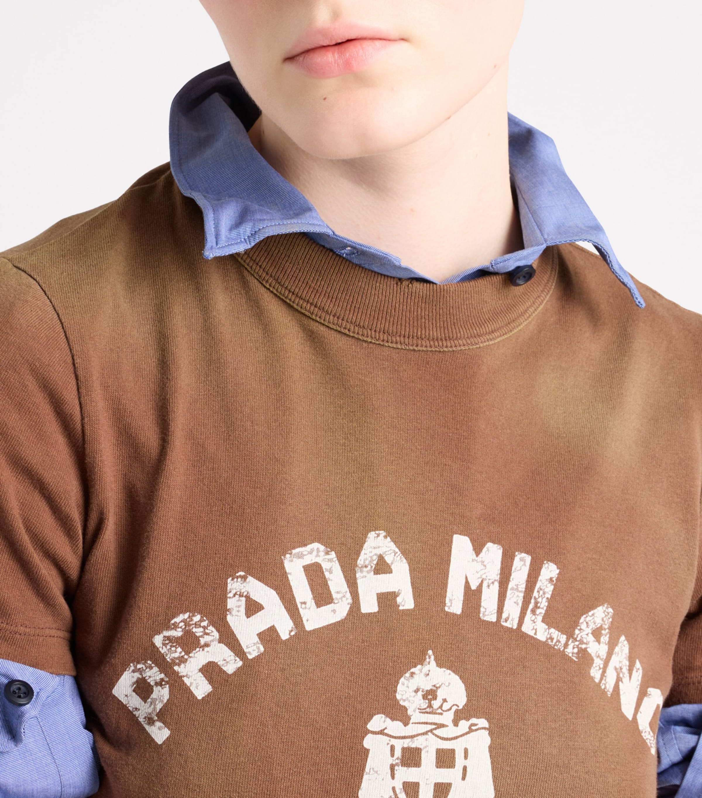 Prada Womens Cotton Printed T-Shirt Image 2