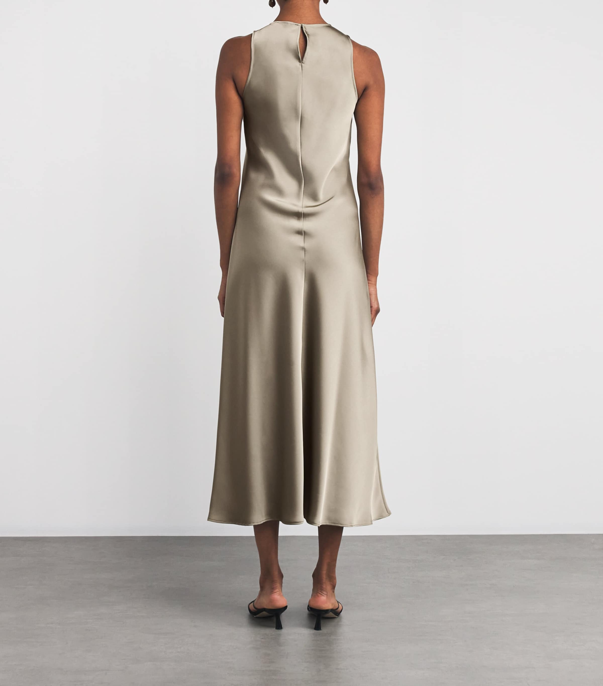 Satin Sleeveless Midi Dress SAGE Image 3