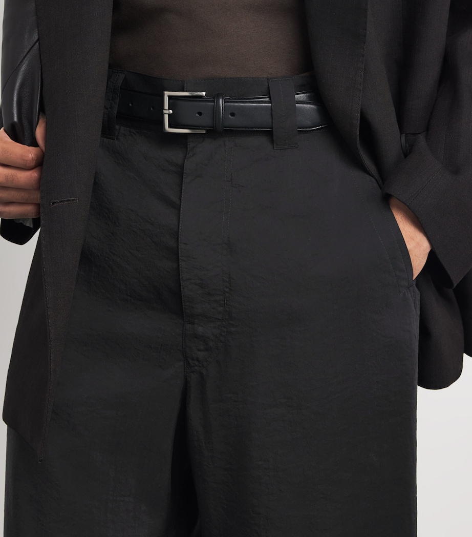 Lemaire Mens Silk-Blend Wide-Leg Trousers Black/ Image 3