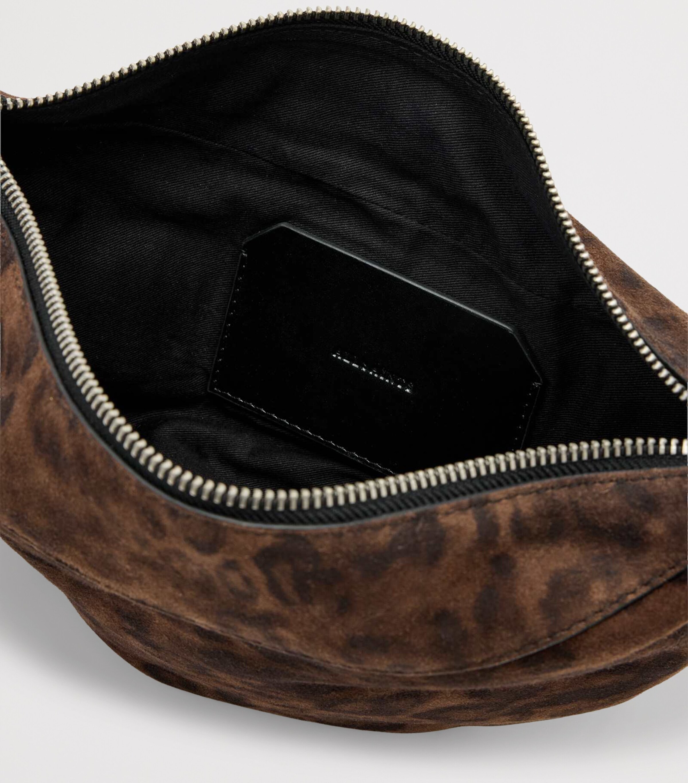 AllSaints Micro Suede Luna Leppo Shoulder Bag Leopard Brown Image 4