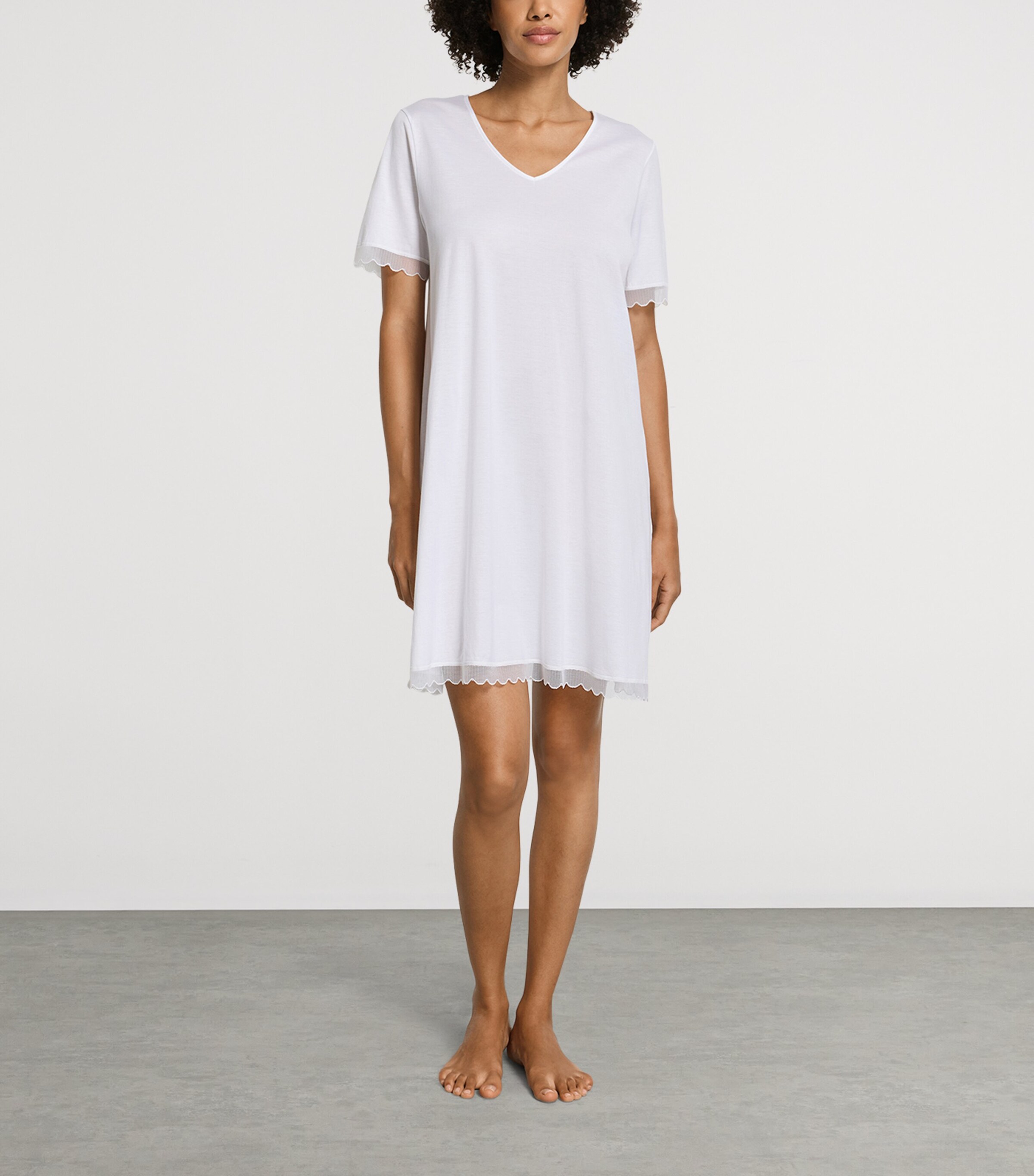 Hanro Womens Pima Cotton Inaya Nightdress White Image 4