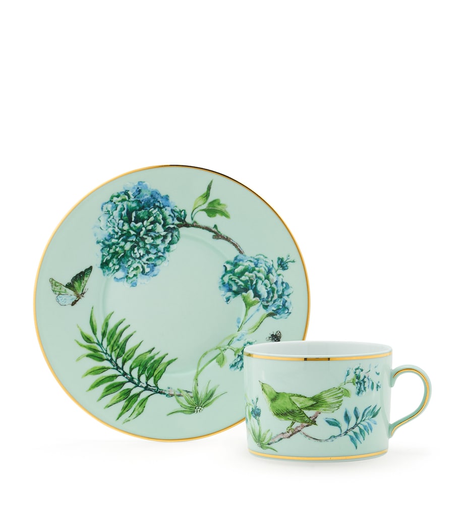 Secret Garden Teacup and Saucer KELLY GREEN Image 3