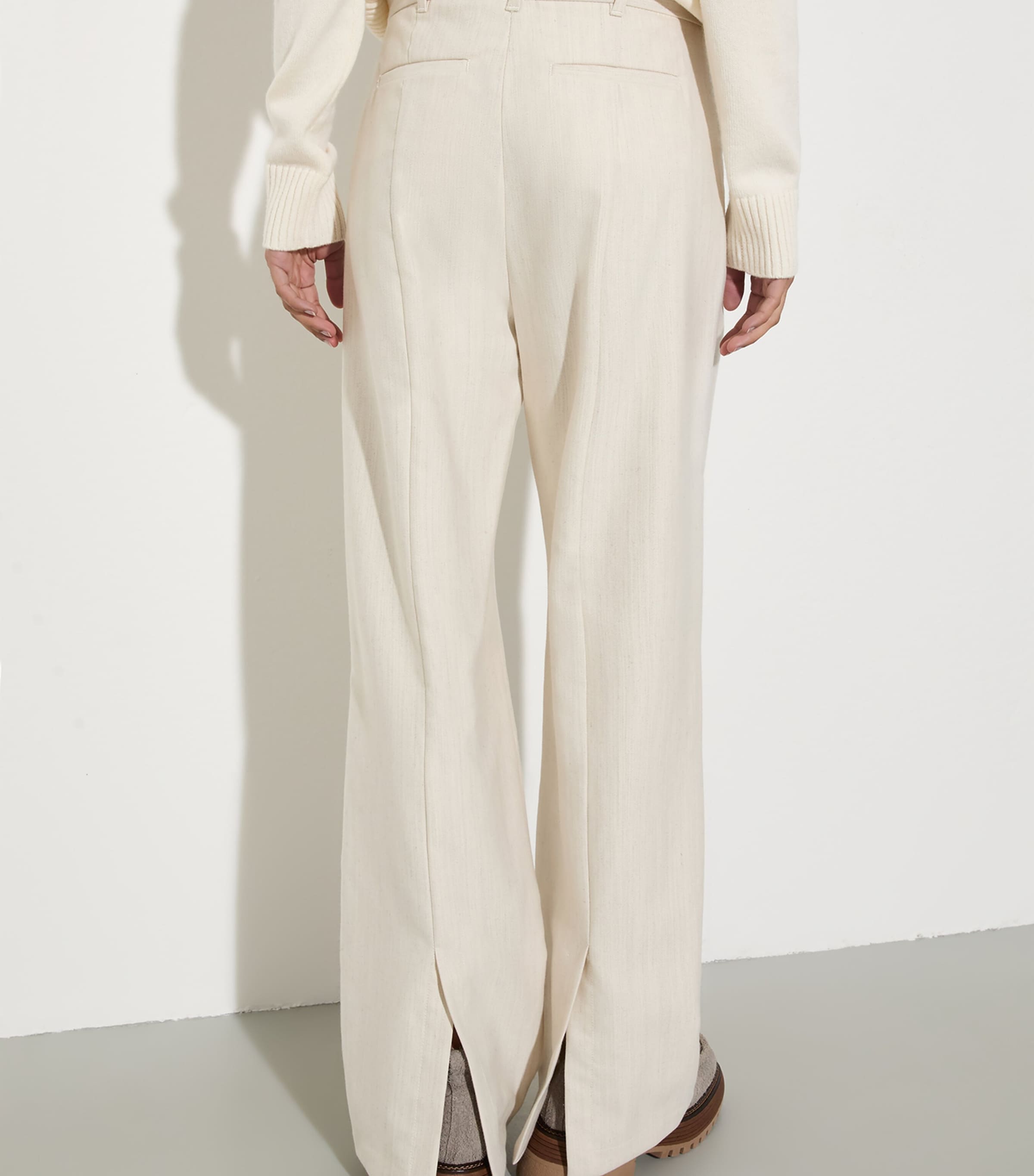 Cotton-Wool Straight Trousers WOOL WHITE Image 4
