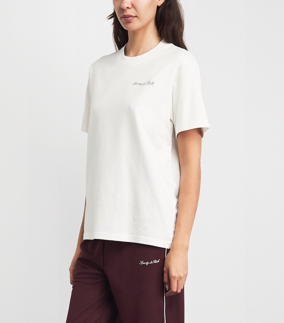 Sporty & Rich Womens Cotton Syracuse T-Shirt White Navy Image 4