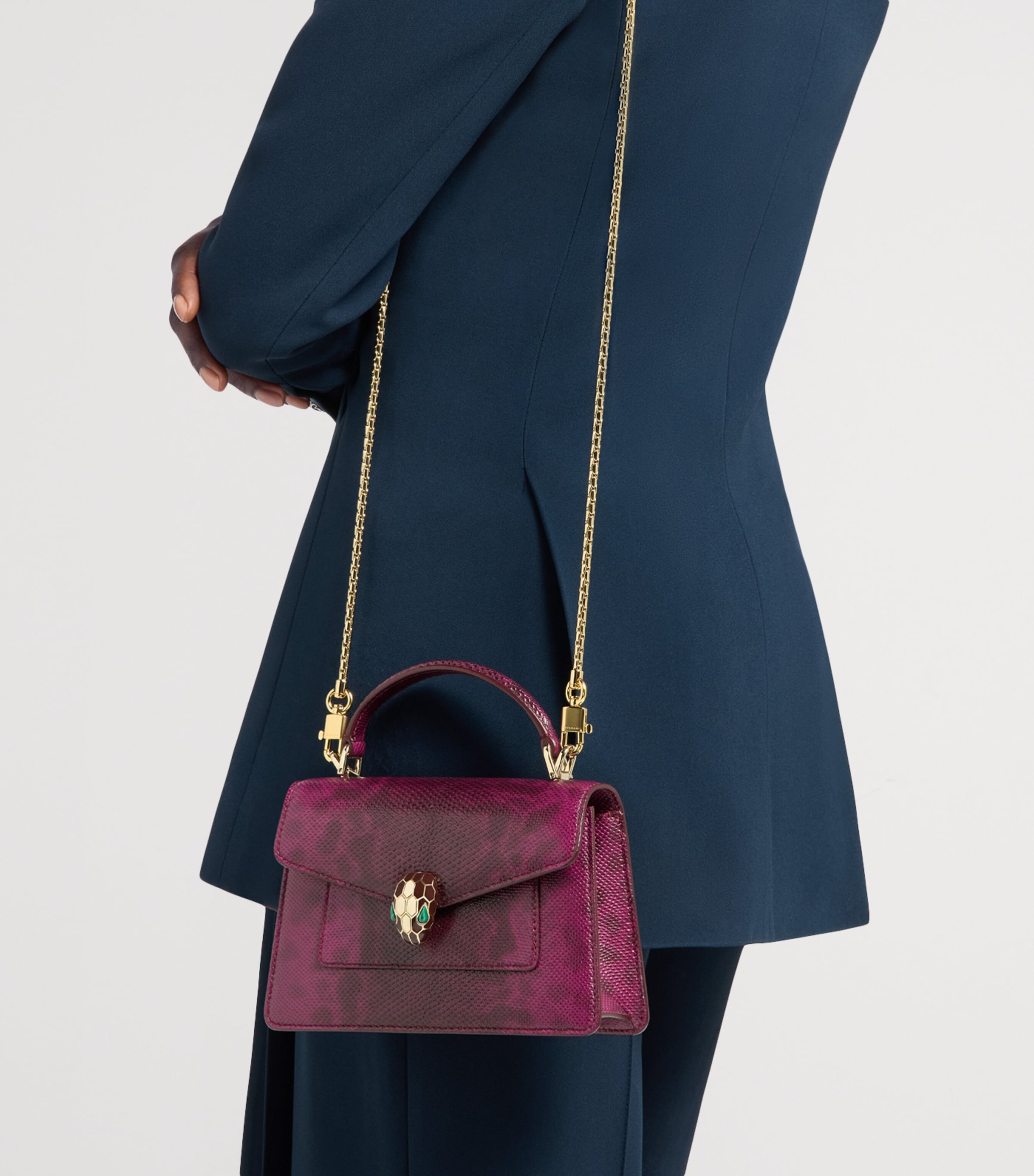 Bvlgari Karung Leather Serpenti Forever Top-Handle Bag Purple Image 4