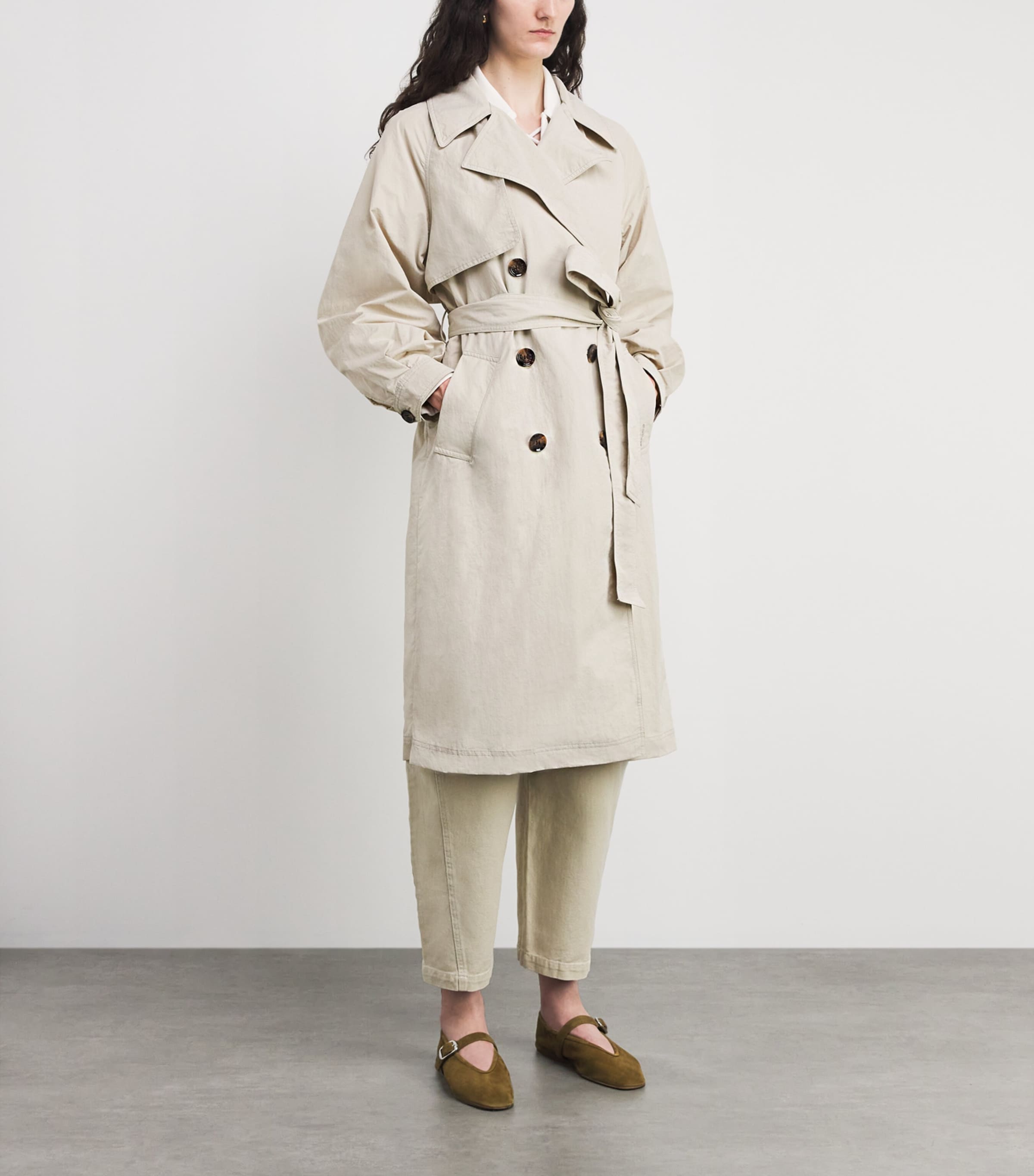 Barbour Womens Showerproof Layla Trench Coat Mist/dress Navy Tart Image 4