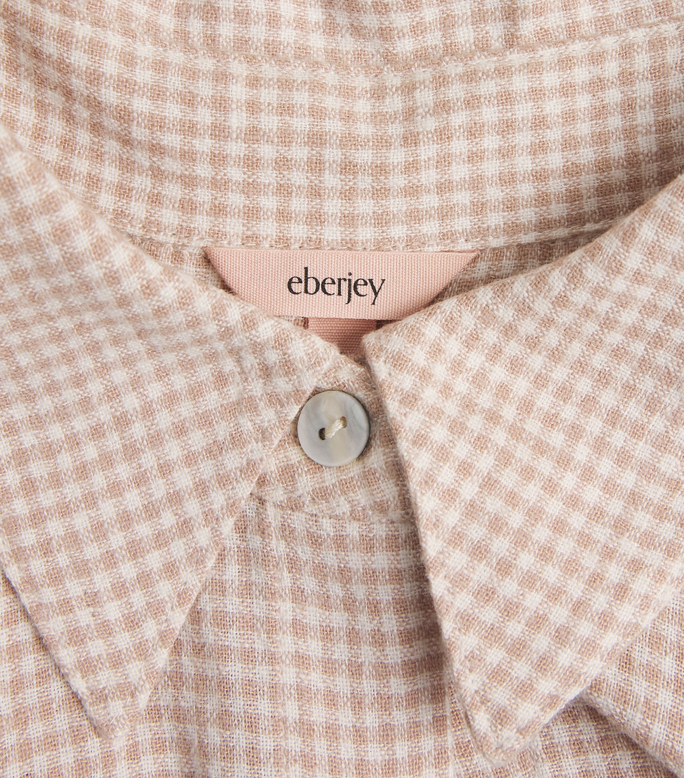 Eberjey Womens Linen-Blend Gingham Pyjama Top Gwwt Gingham Wh Image 6