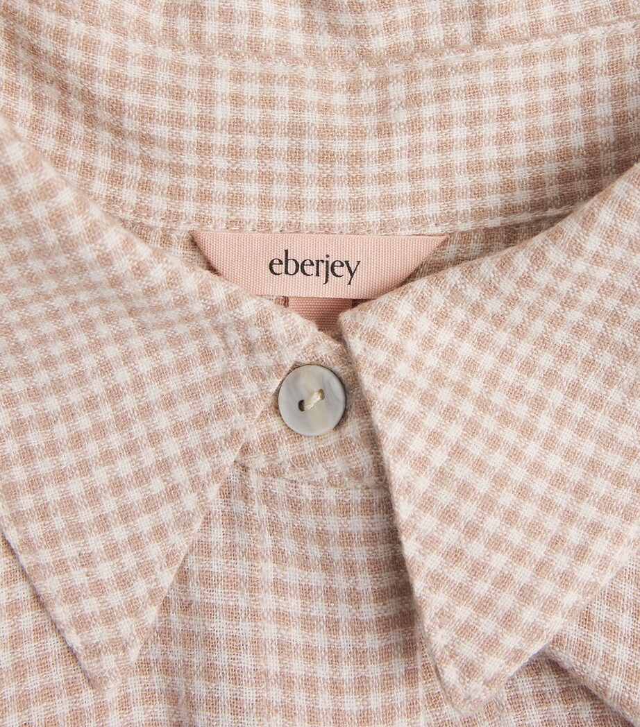 Eberjey Womens Linen-Blend Gingham Pyjama Top Gwwt Gingham Wh Image 6