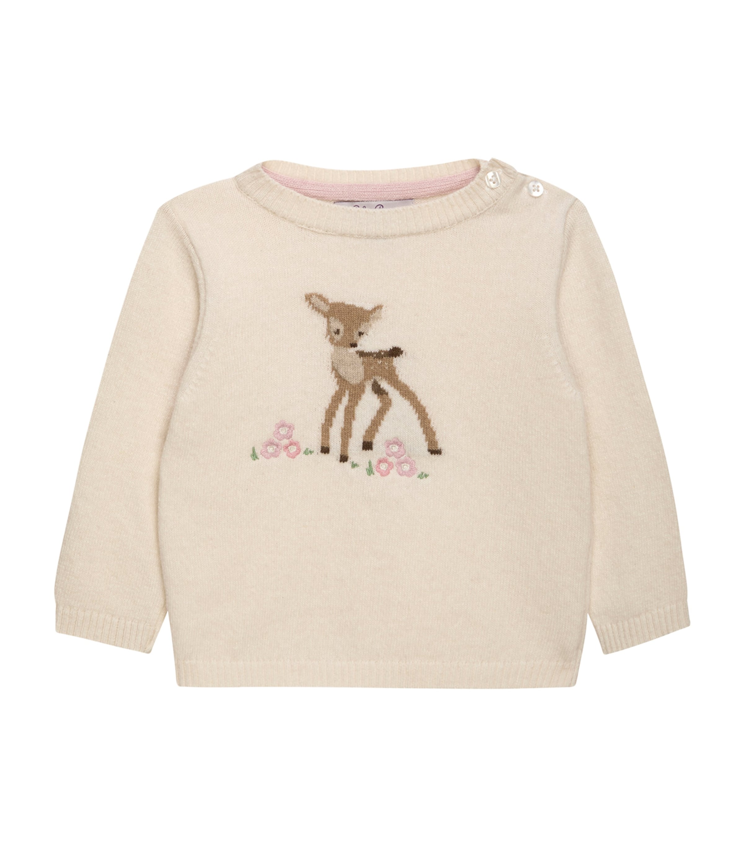 Trotters Wool-Blend Fawn Sweater (3-24 Months) White Image 1