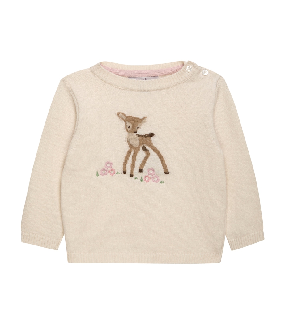 Trotters Wool-Blend Fawn Sweater (3-24 Months) White Image 1