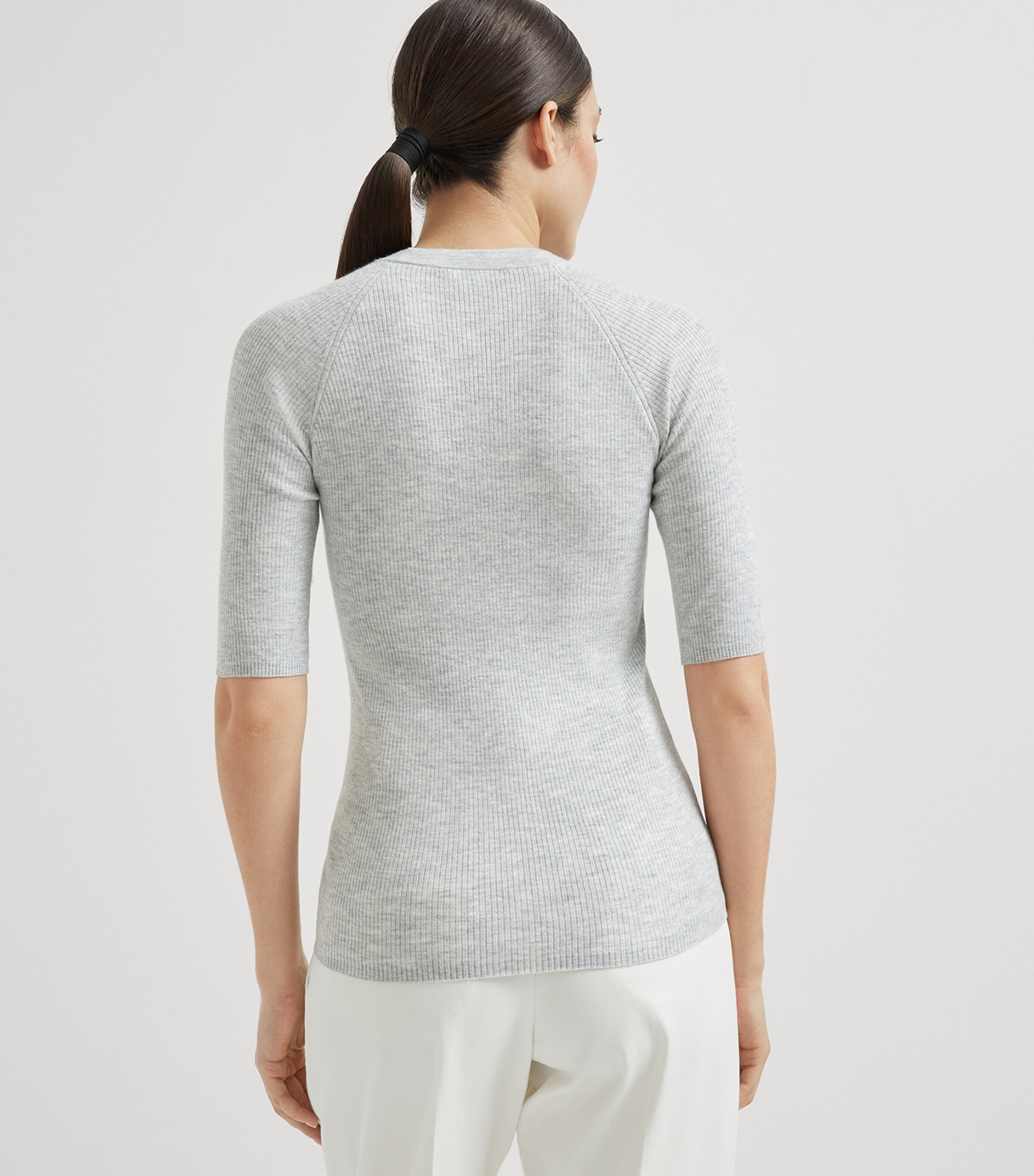 Brunello Cucinelli Womens Cashmere Sparkling Short-Sleeve Sweater Image 3