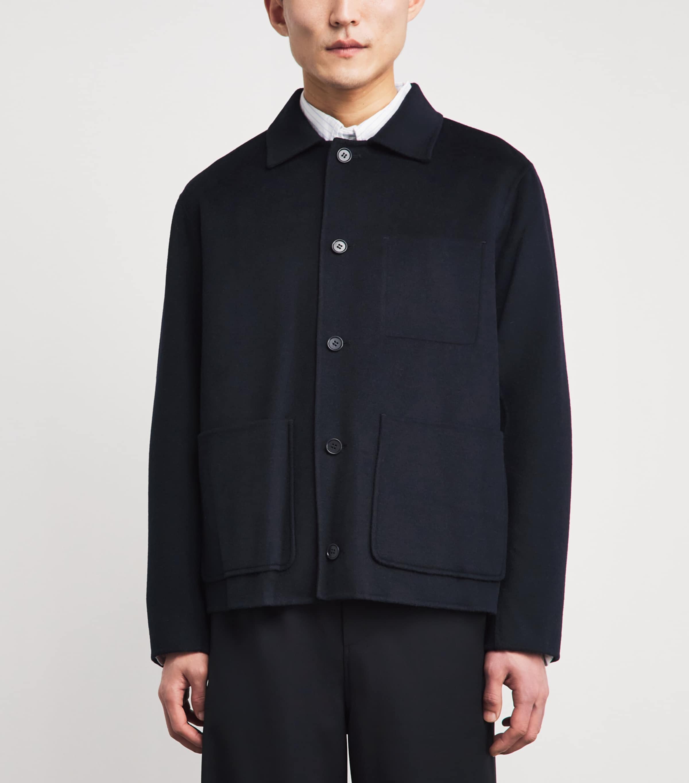 NN07 Mens Brushed Wool Overshirt Deep Navy Image 4