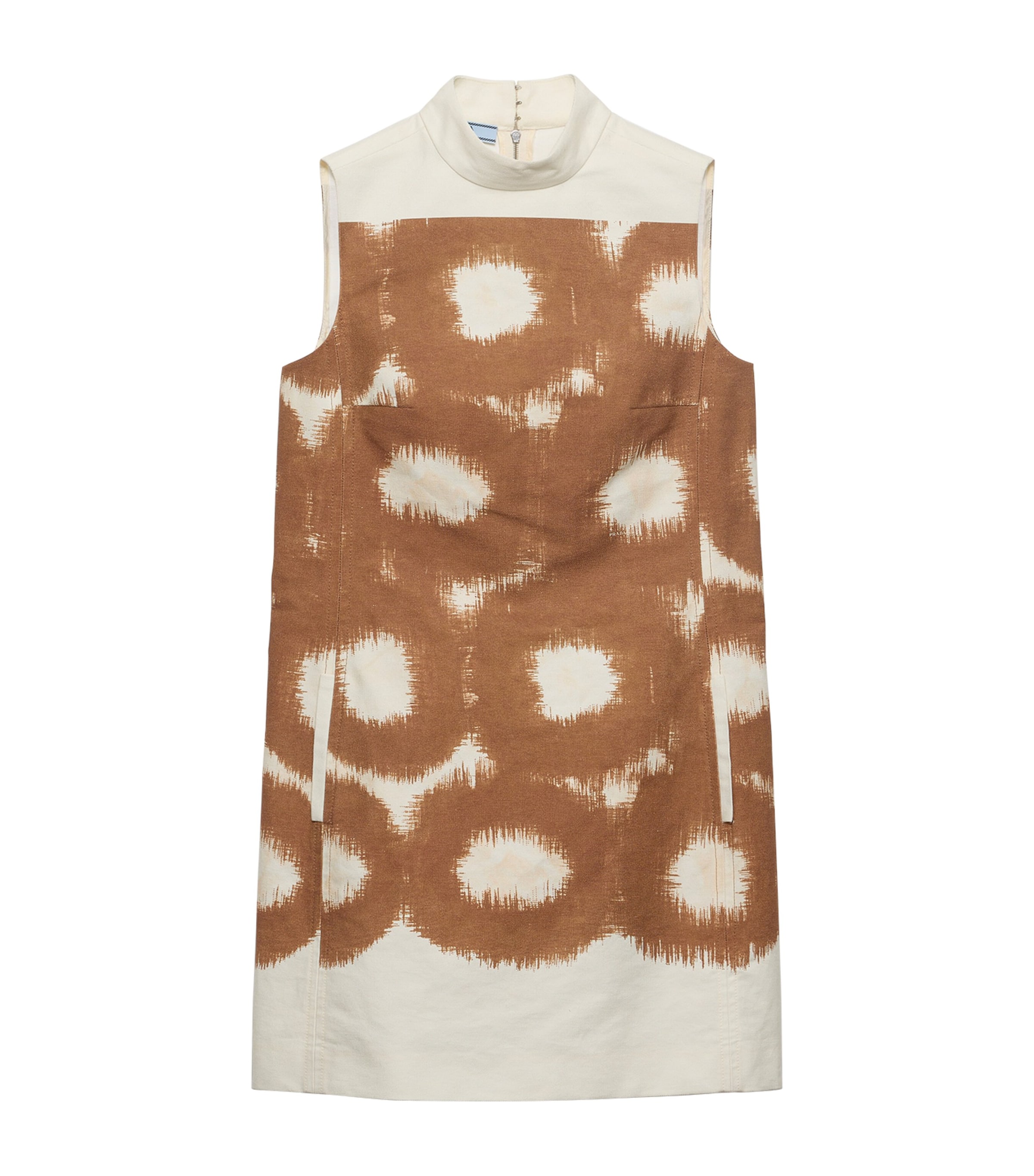Prada Womens Canvas Circle Print Mini Dress Brown Image 1