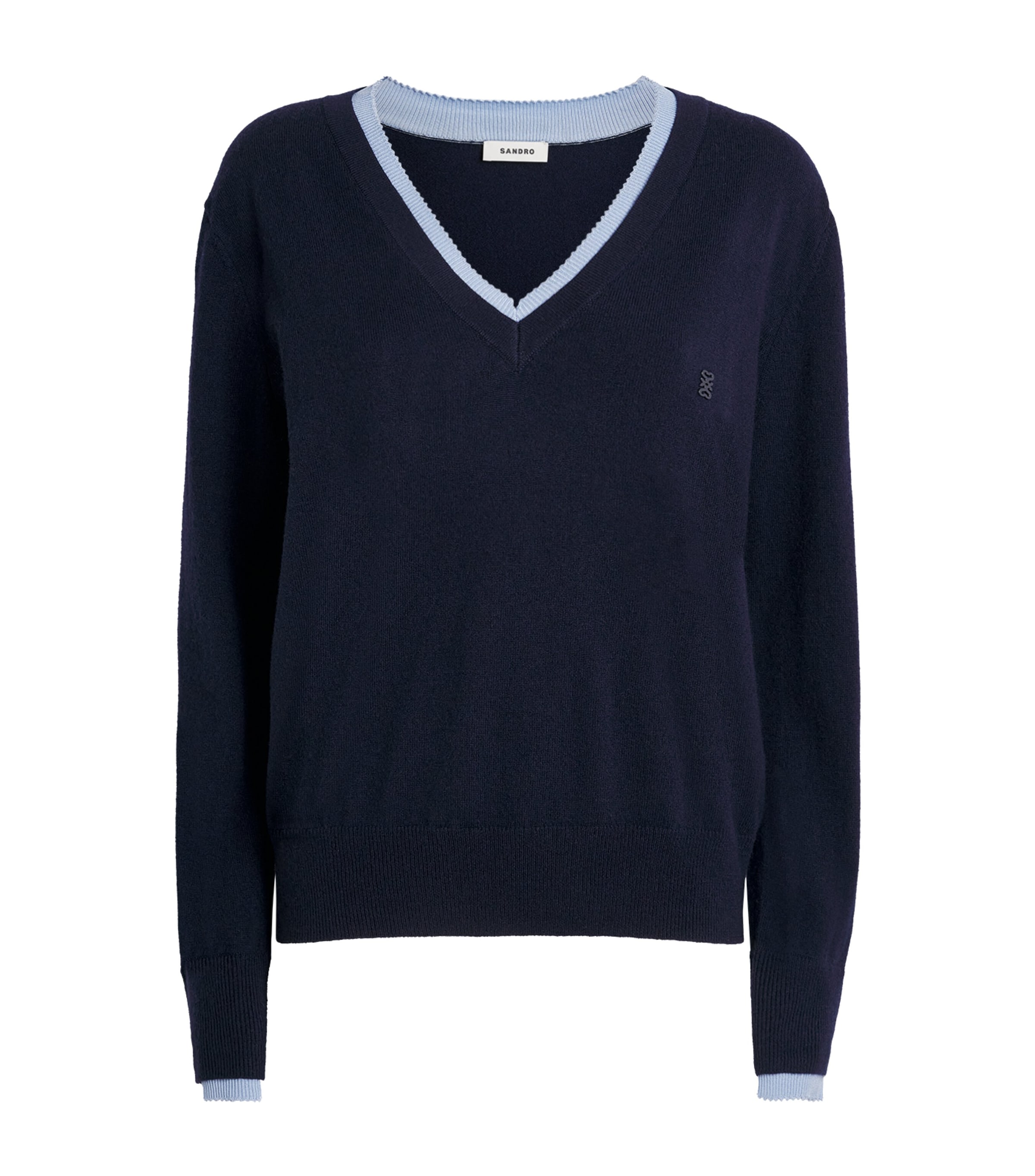 Sandro Wool-cashmere V-neck Sweater In Blue
