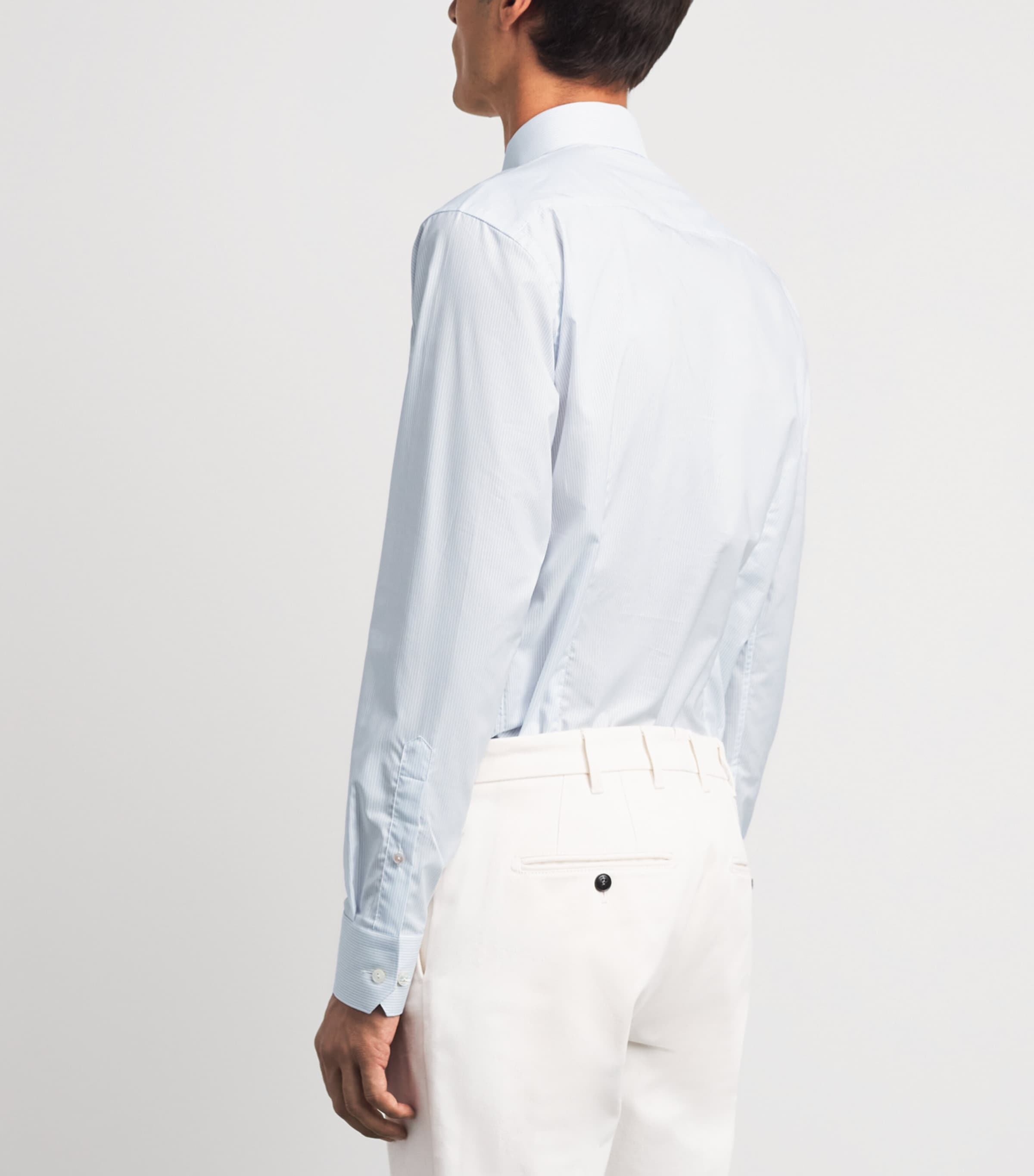 Eton Mens Supima Cotton Stripe Slim Fit Shirt Light Blue Image 5