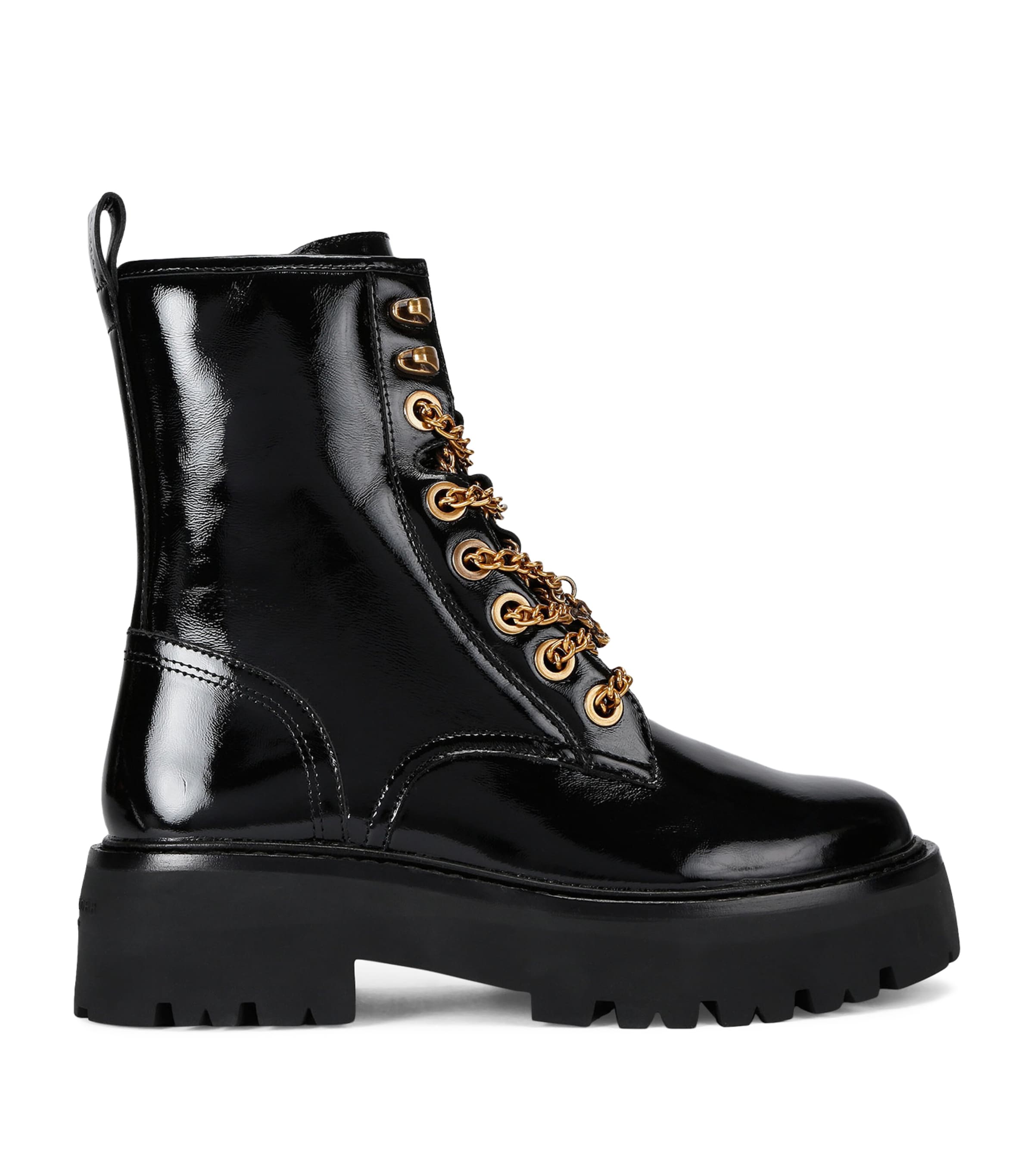 Kurt Geiger Matilda Charm Patent Leather Boots In Black
