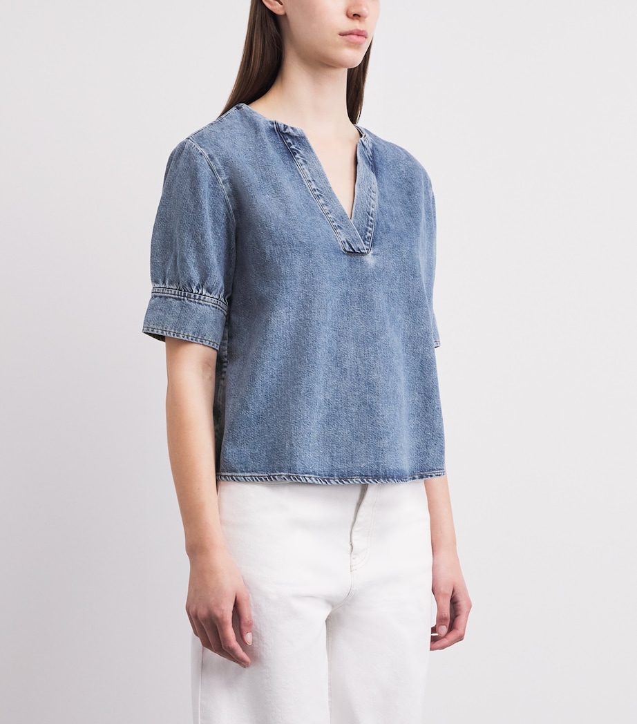 FRAME Womens Denim V-Neck Shirt Sora Image 4
