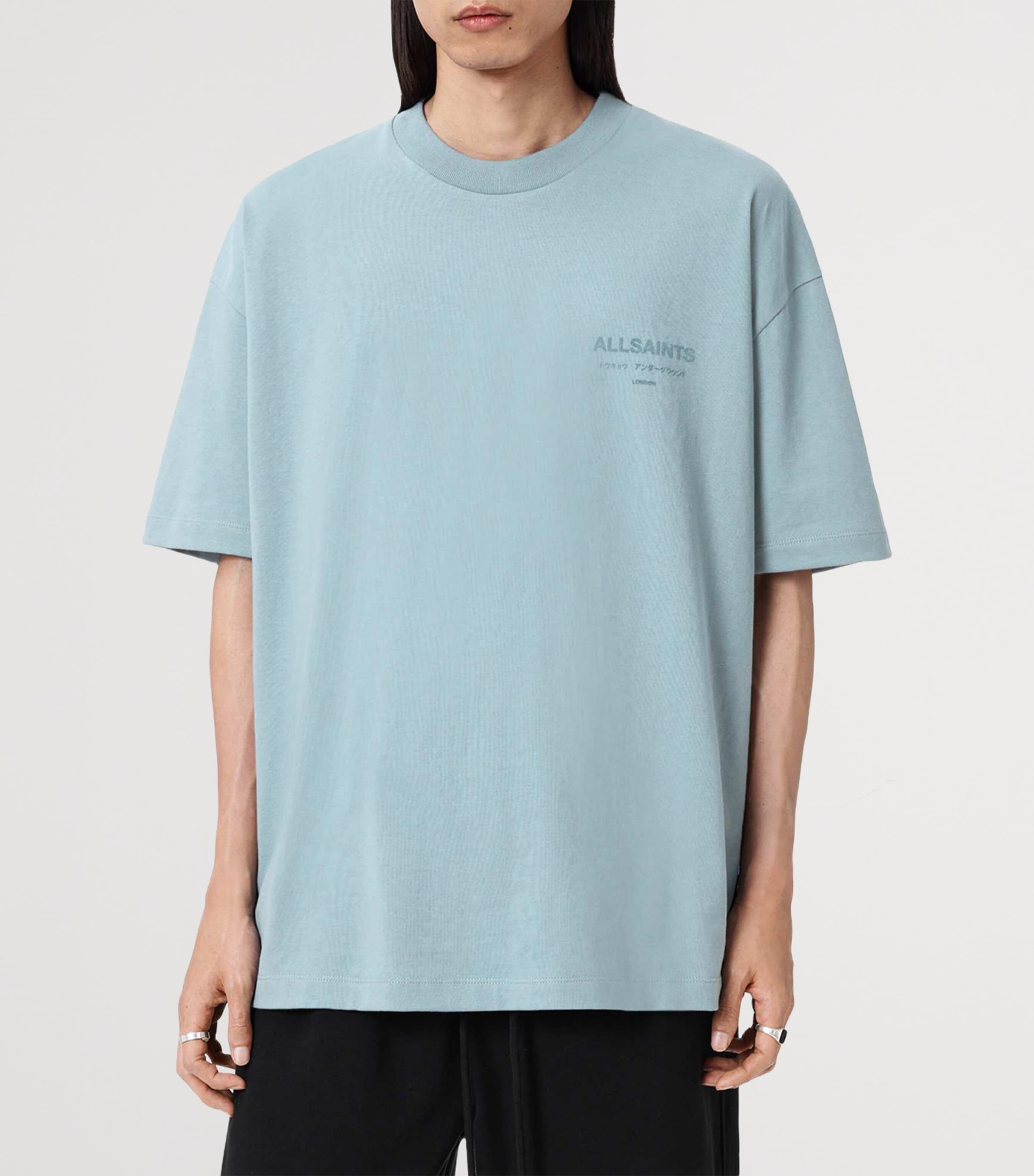 AllSaints Blue Organic Cotton Xander Oversized T-Shirt | Harrods UK