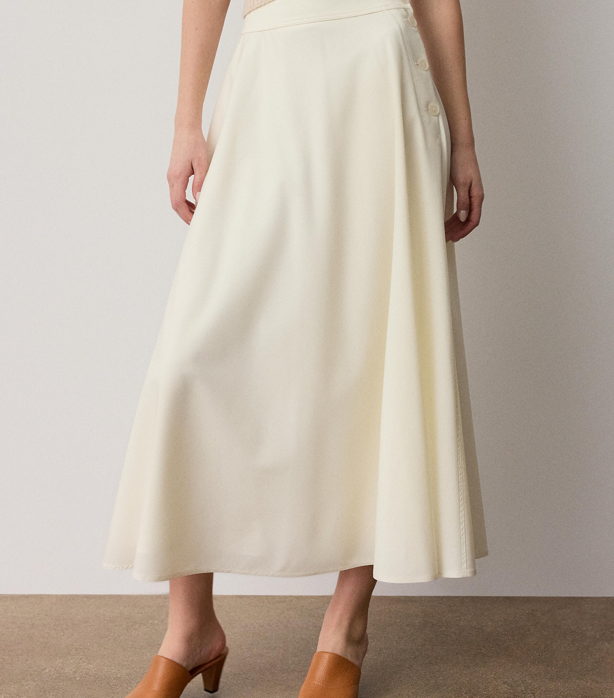 Ralph Lauren Collection Womens Wool-Blend Kenzie Skirt Lux Cream Image 3