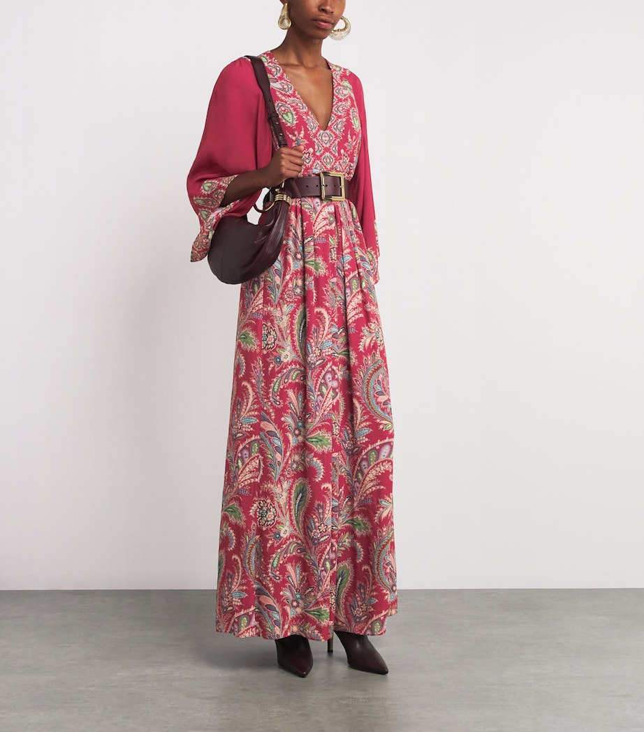 Crepe de Chine Paisley Maxi Dress X0868 Image 2