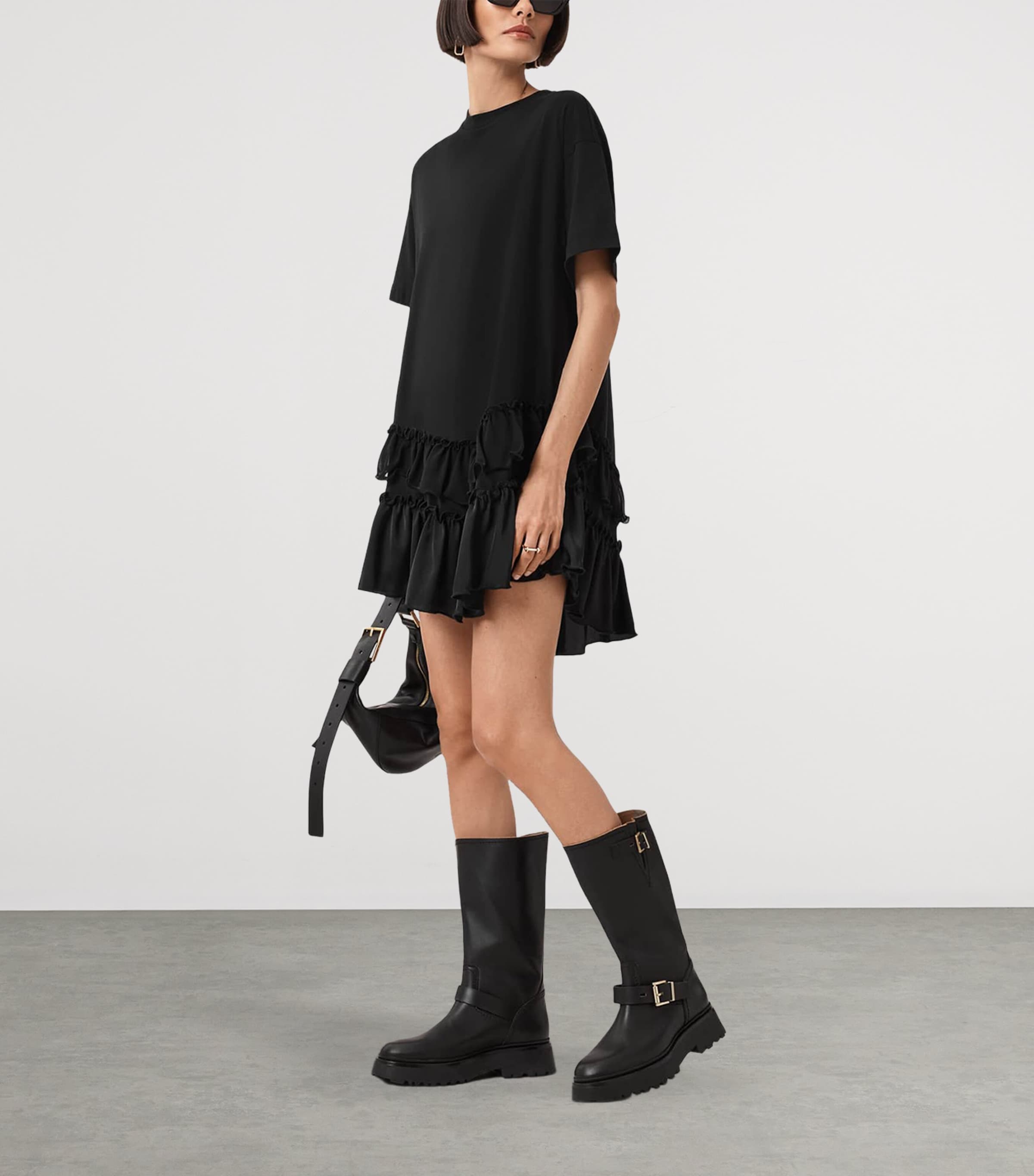 AllSaints Womens Organic Cotton Feyre Mini Dress Black Image 6