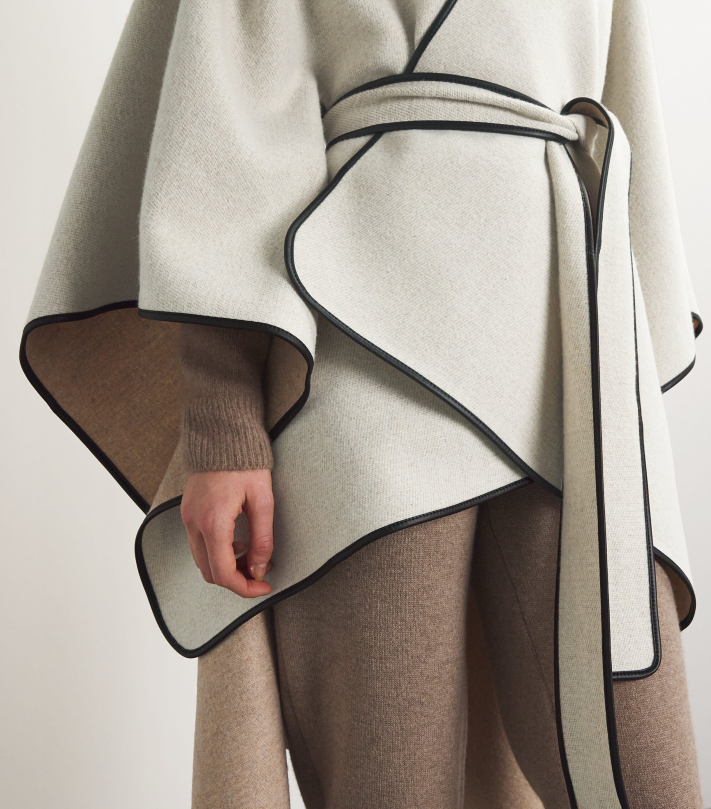 Wool-Cashmere Belted Cape RU7544 ECRU/OATMEAL Image 6