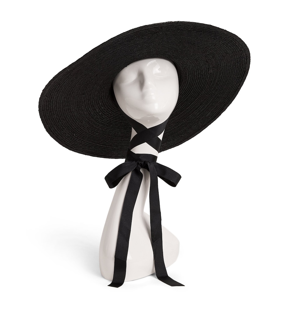 Straw Boater Hat BLACK Image 1
