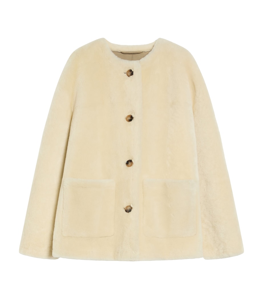 Marella Womens Ram Shearling Oversized Jacket Cream Image 1