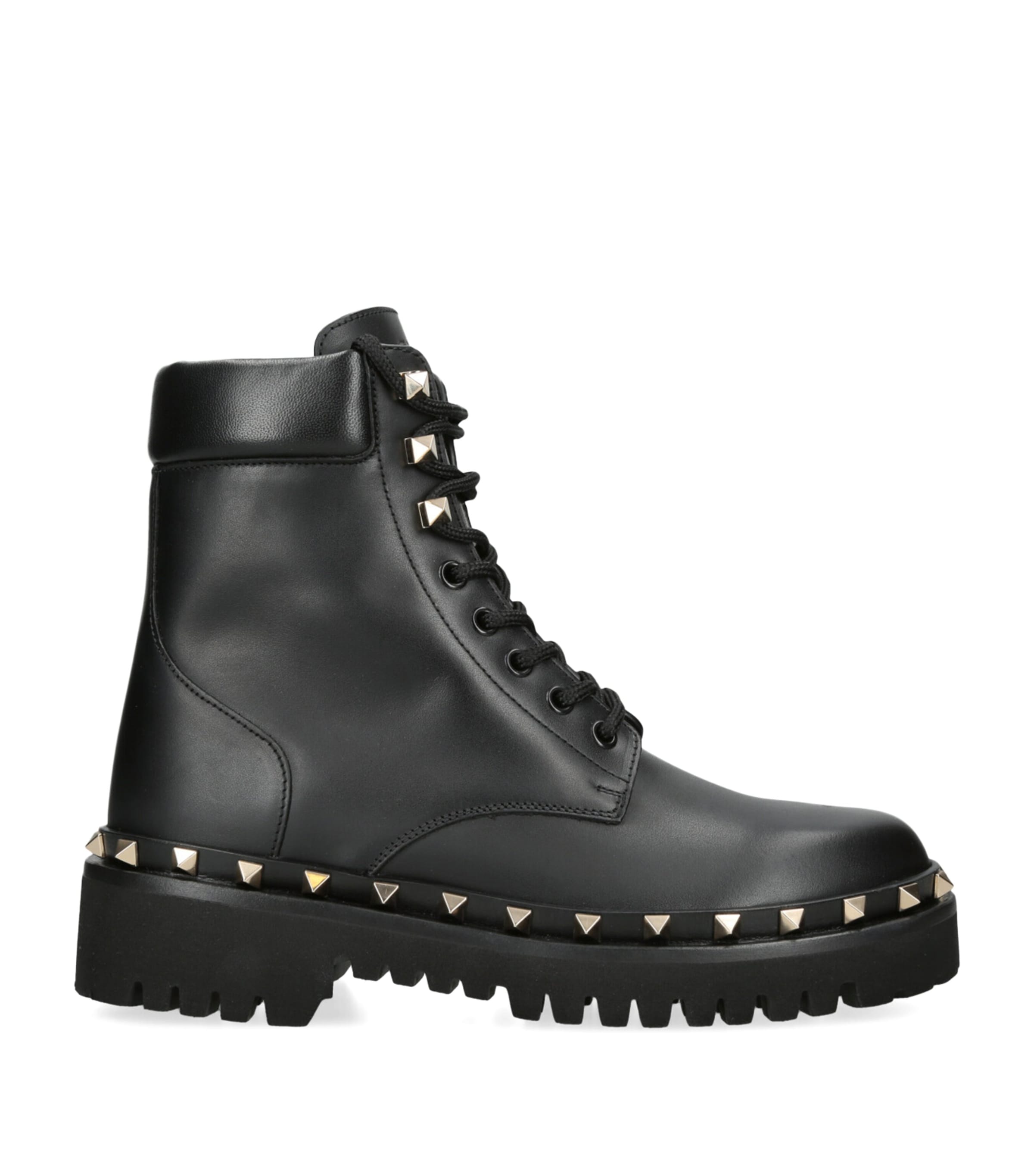 Shop Valentino Rockstud Combat Boots In Black